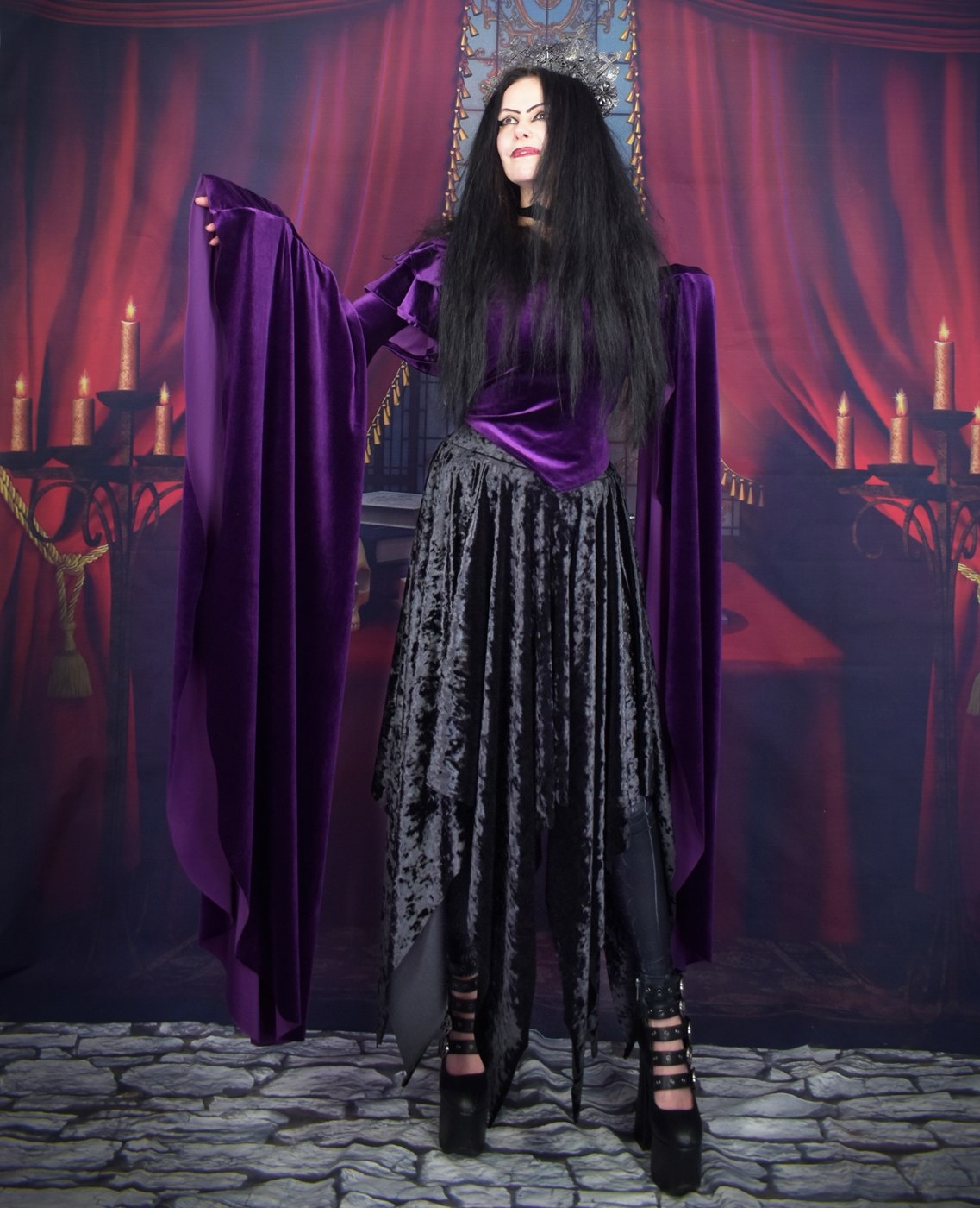 The Ultra Elvenwitch Skirt - marble velvet swishy witchy goth skirt by Moonmaiden Gothic Clothing