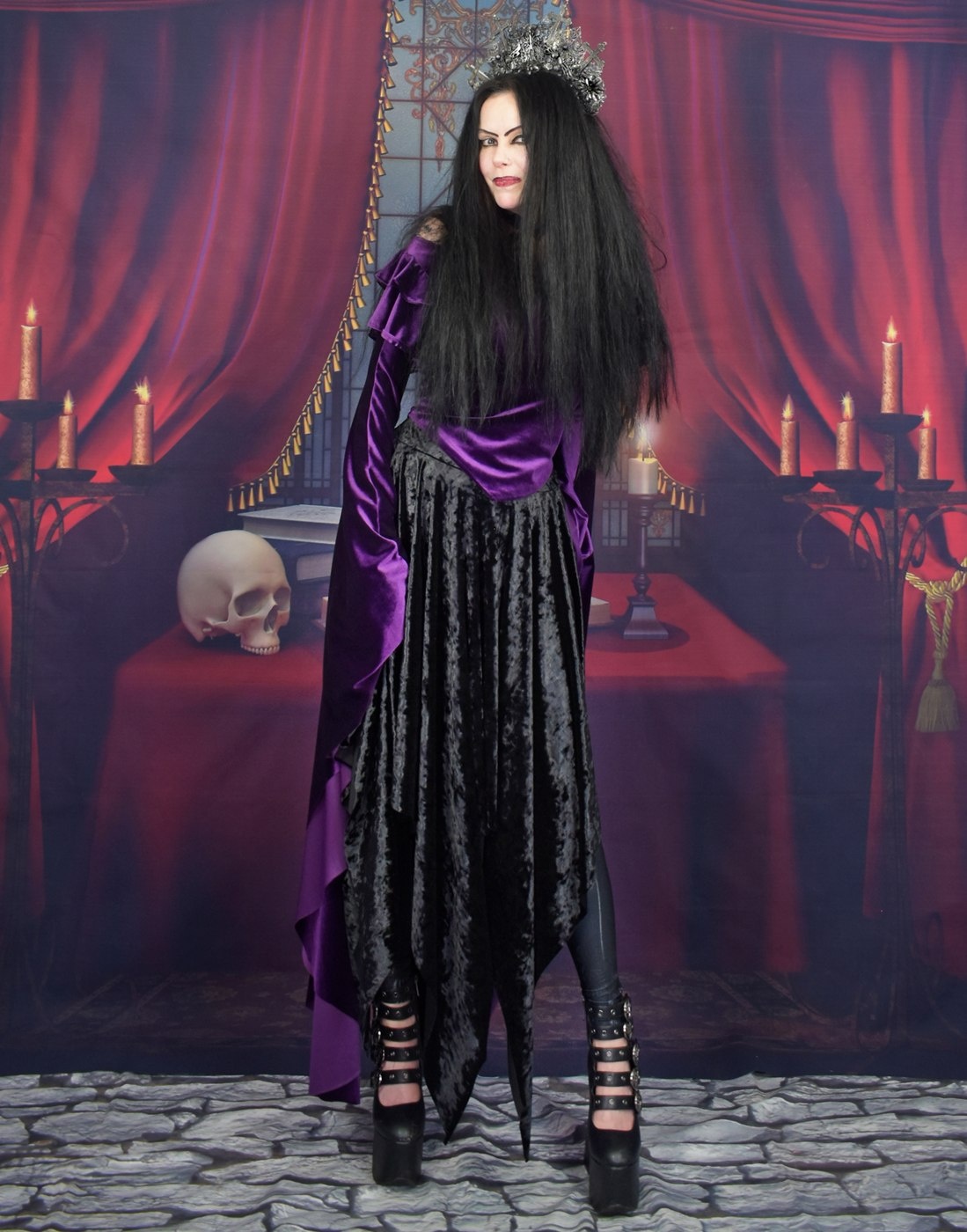 The Ultra Elvenwitch Skirt - marble velvet swishy witchy goth skirt by Moonmaiden Gothic Clothing
