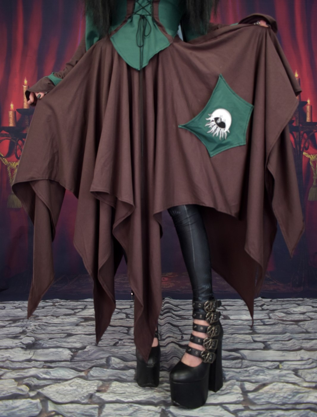 The Woodlandwytch Skirt - cotton lycra witchy goth skirt by Moonmaiden Gothic Clothing