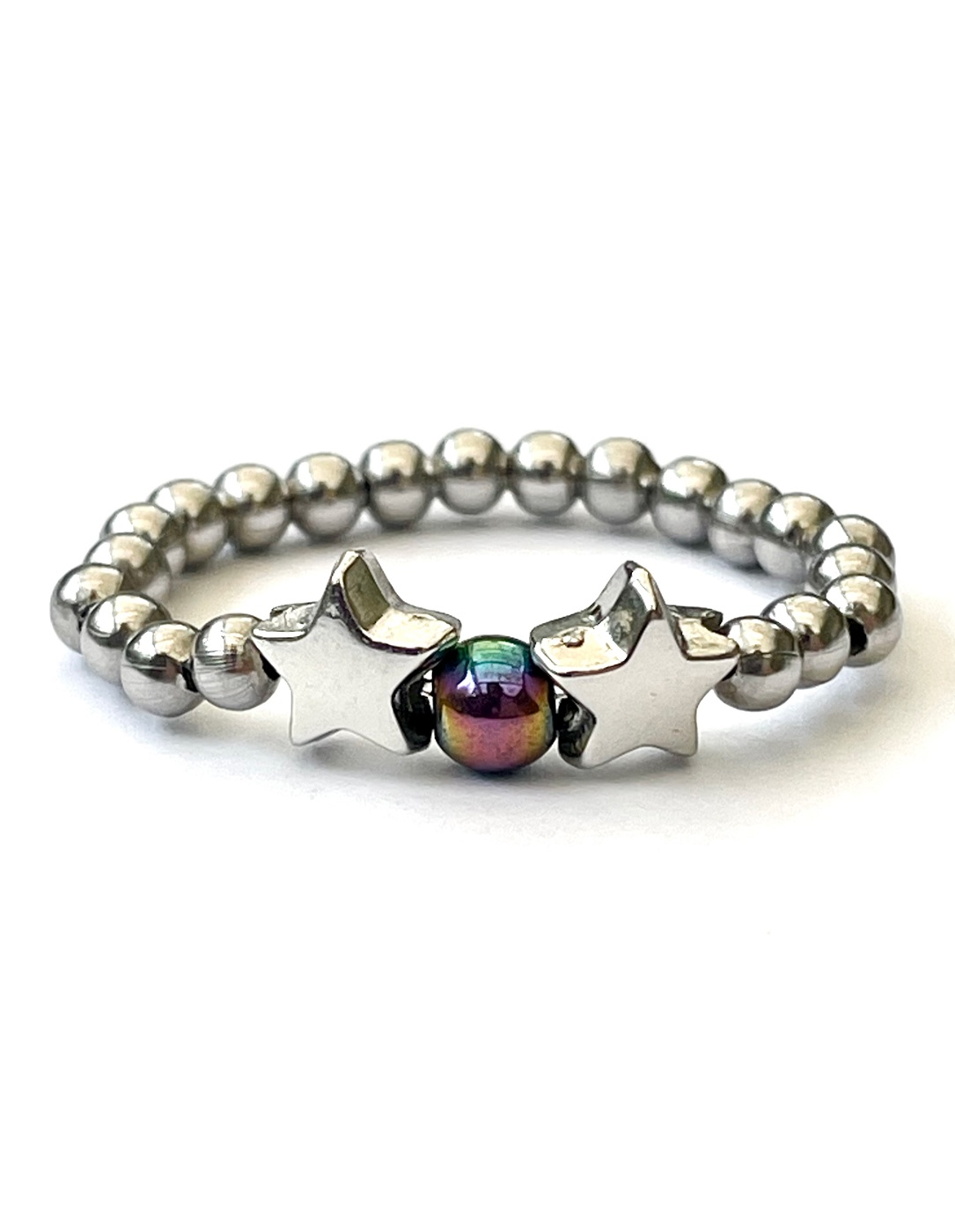 Rainbow Hematite & Stars Ring by My Beautiful Gothic