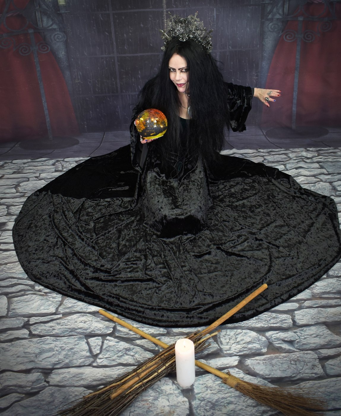 Moonmaiden Gown - Anniversary Edition - crushed velvet witchy goth dress by Moonmaiden Gothic Clothing