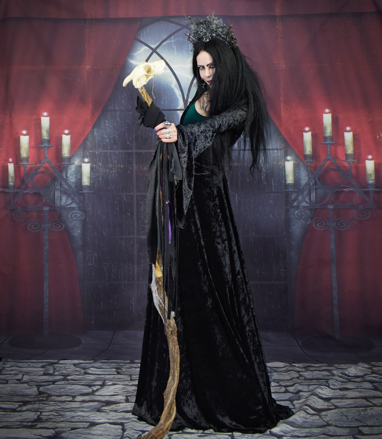 Moonmaiden Gown - Anniversary Edition - crushed velvet witchy goth dress by Moonmaiden Gothic Clothing