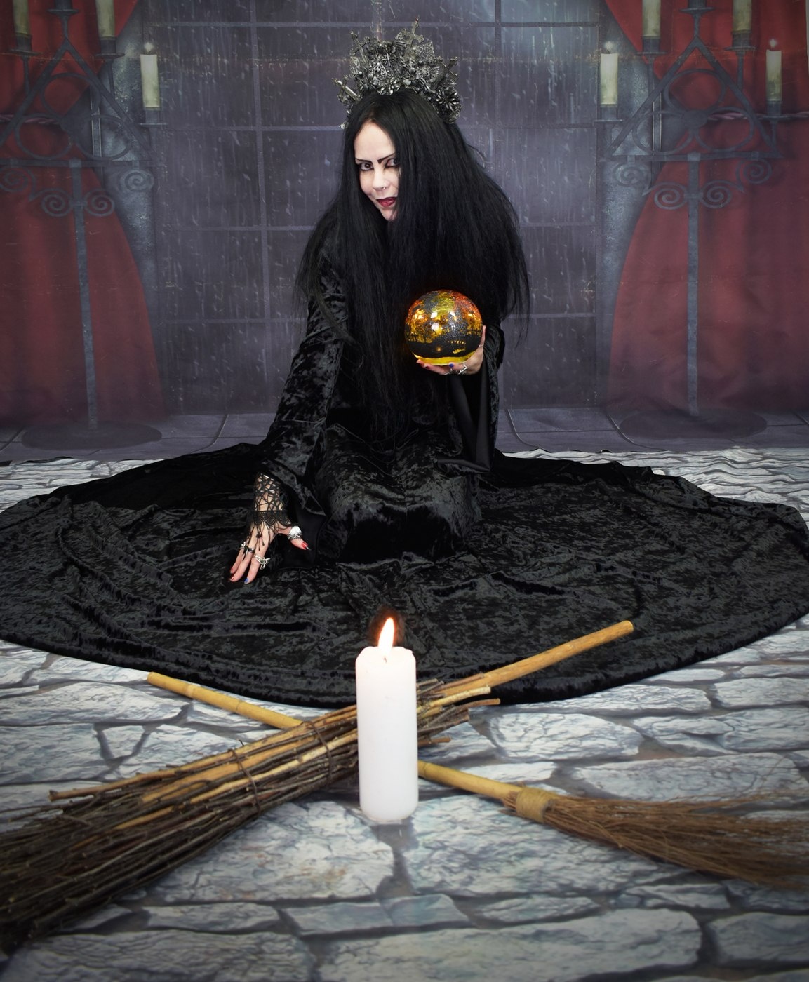 Moonmaiden Gown - Anniversary Edition - crushed velvet witchy goth dress by Moonmaiden Gothic Clothing