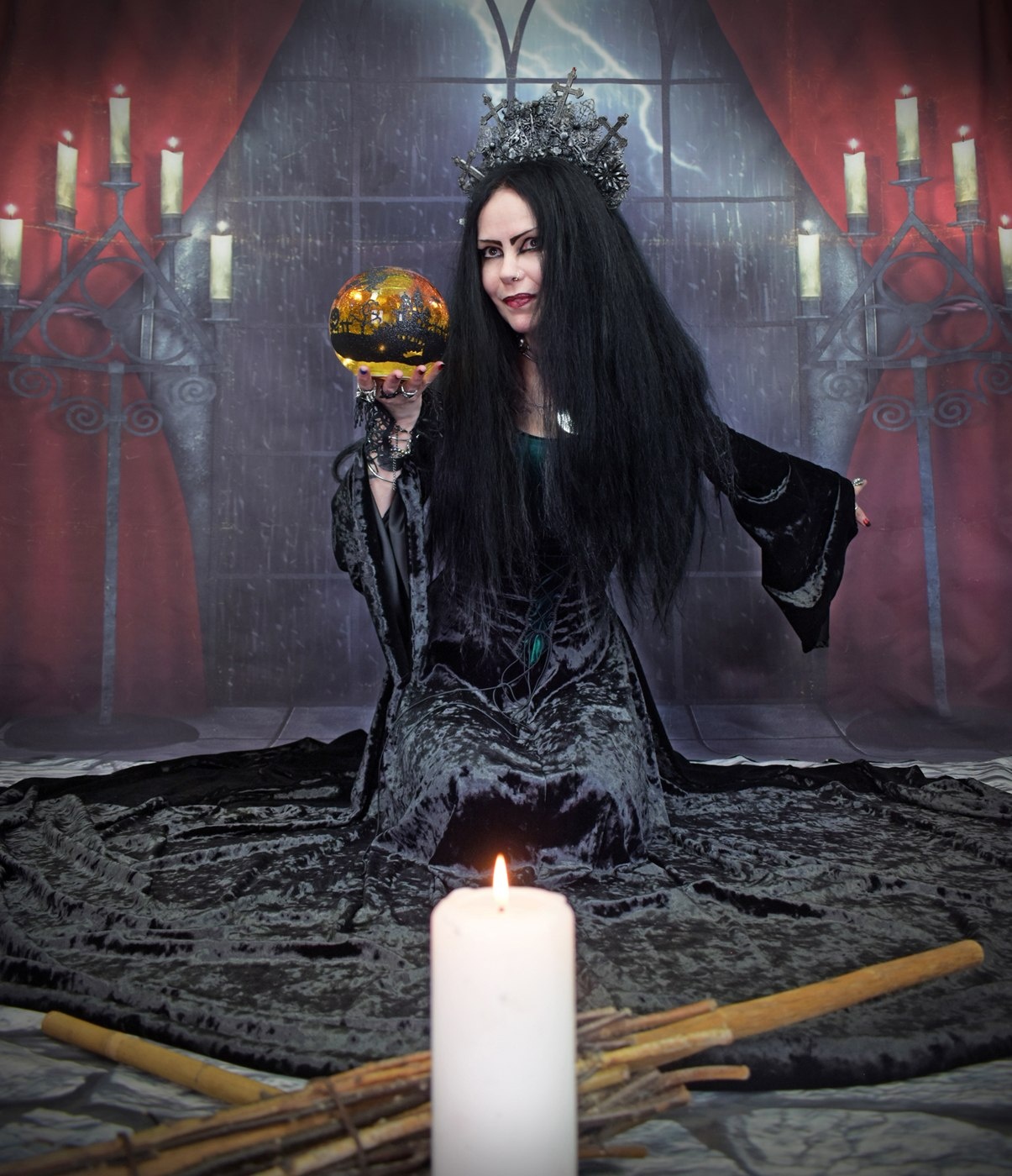 Moonmaiden Gown - Anniversary Edition - crushed velvet witchy goth dress by Moonmaiden Gothic Clothing