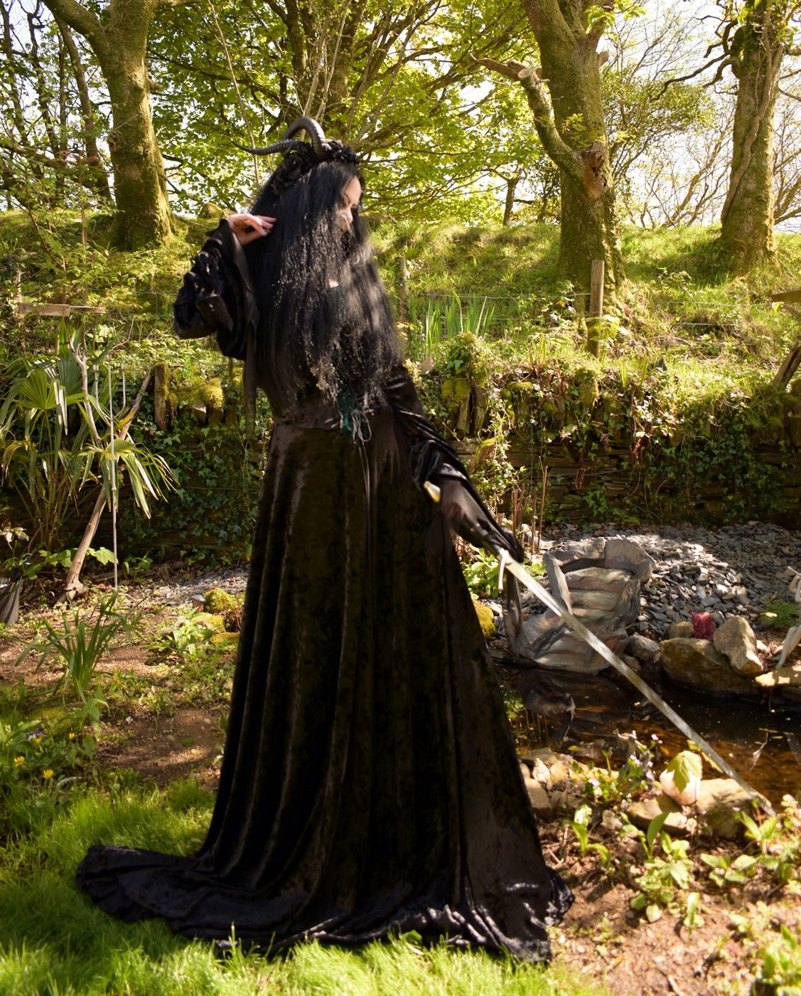Moonmaiden Gown - Anniversary Edition - crushed velvet witchy goth dress by Moonmaiden Gothic Clothing