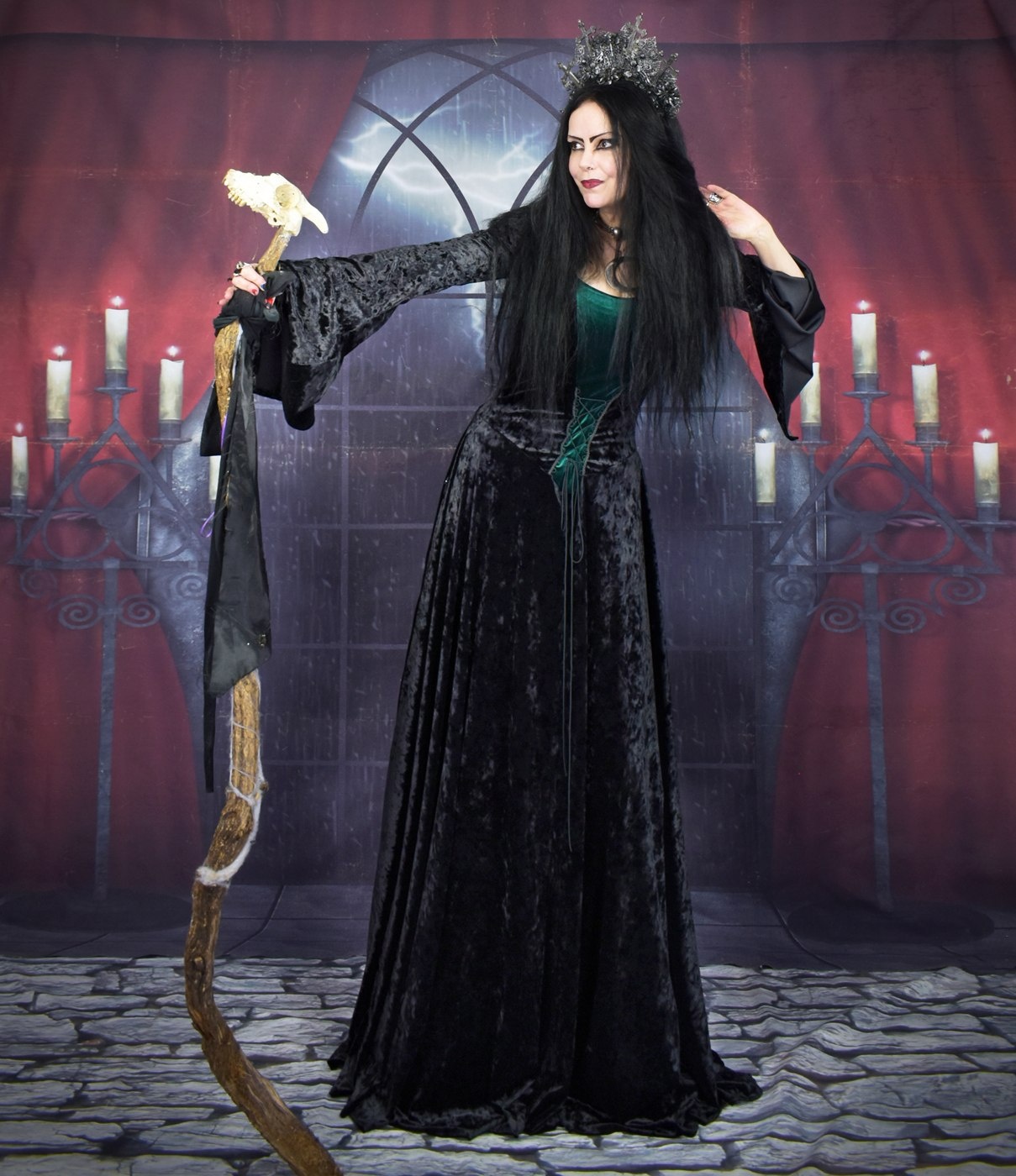 Moonmaiden Gown - Anniversary Edition - crushed velvet witchy goth dress by Moonmaiden Gothic Clothing