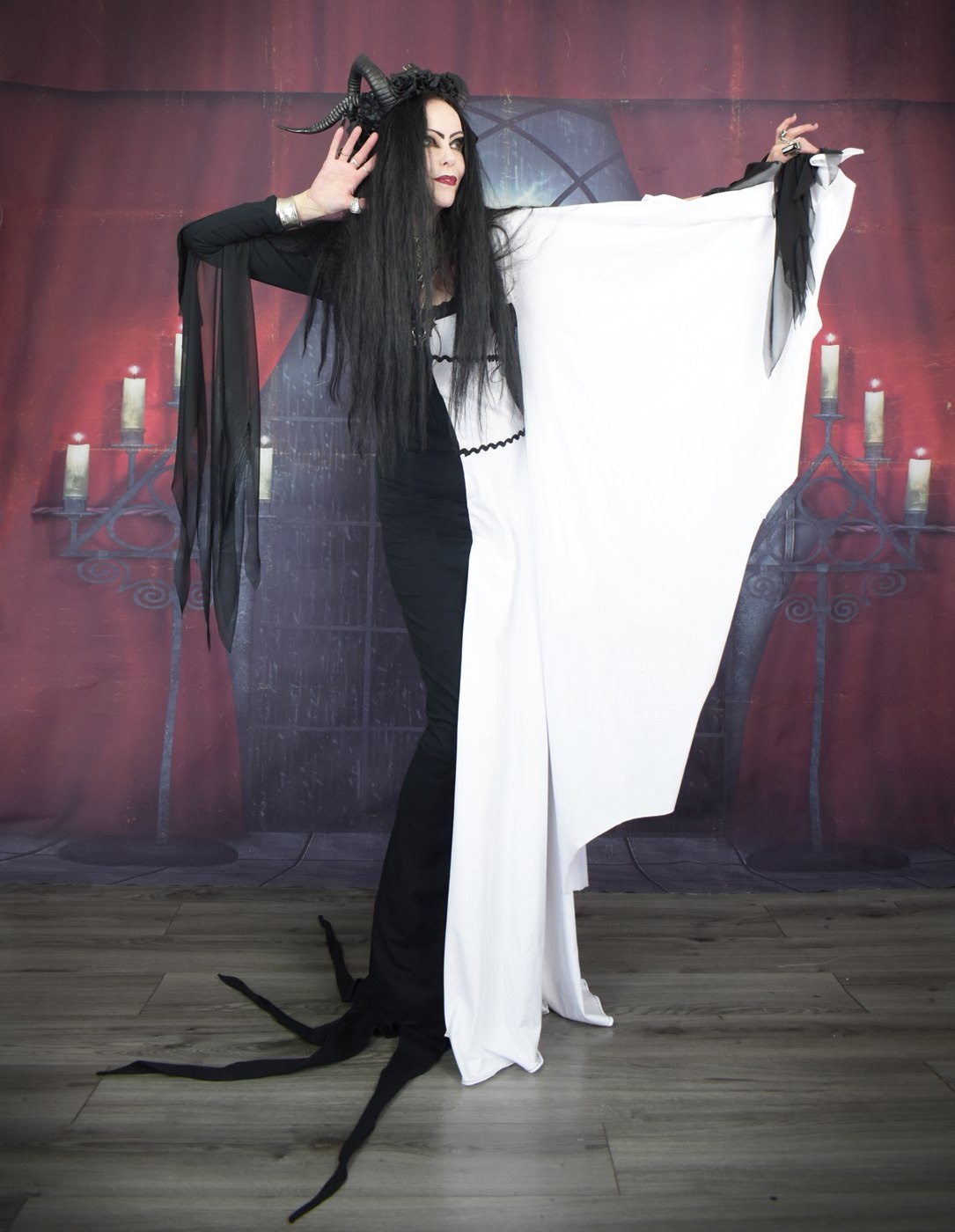 Morticia Munster Gown - Morticia Addams and Lily Munster Hybrid dress by Moonmaiden Gothic Clothing