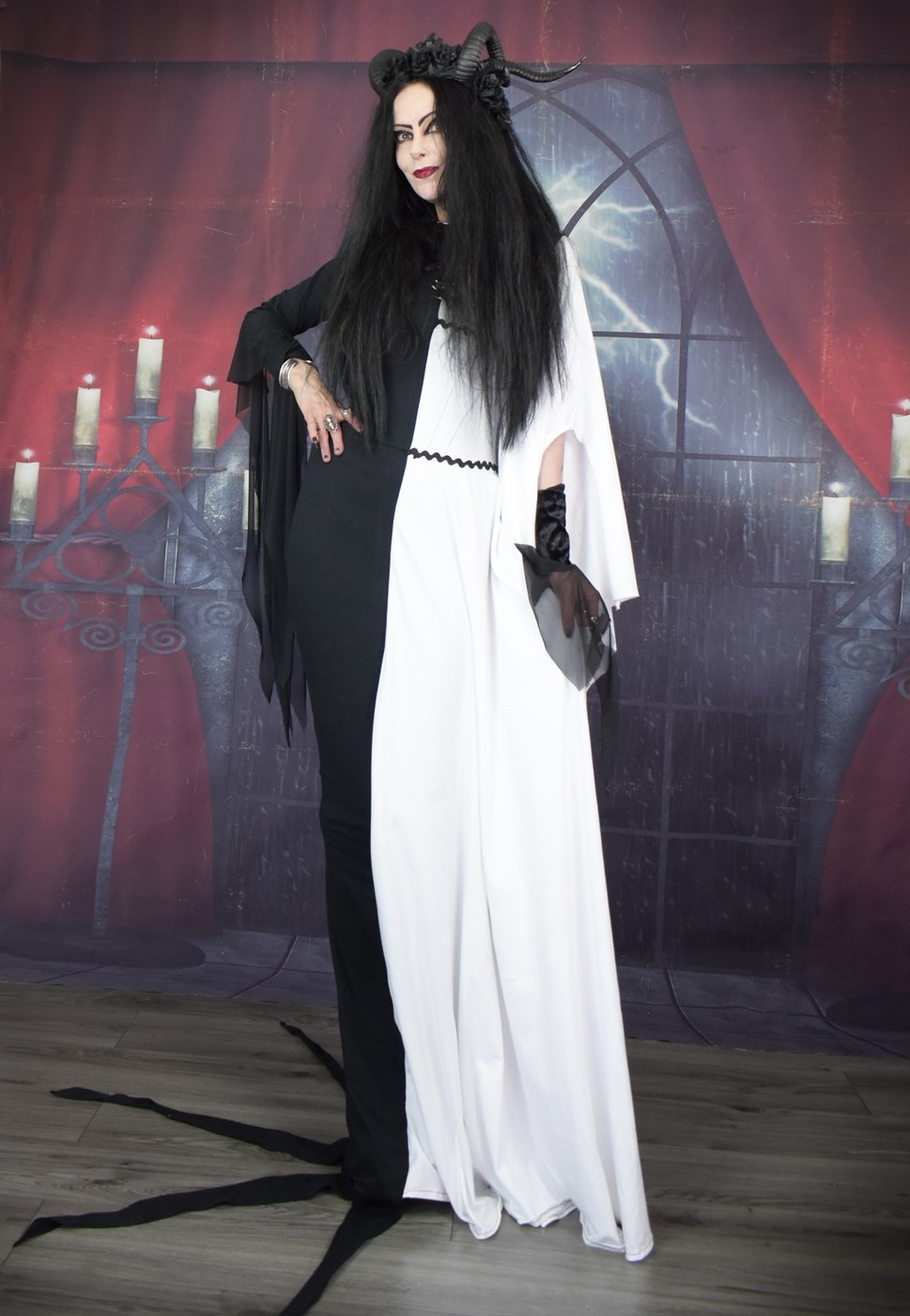 Morticia Munster Gown - Morticia Addams and Lily Munster Hybrid dress by Moonmaiden Gothic Clothing