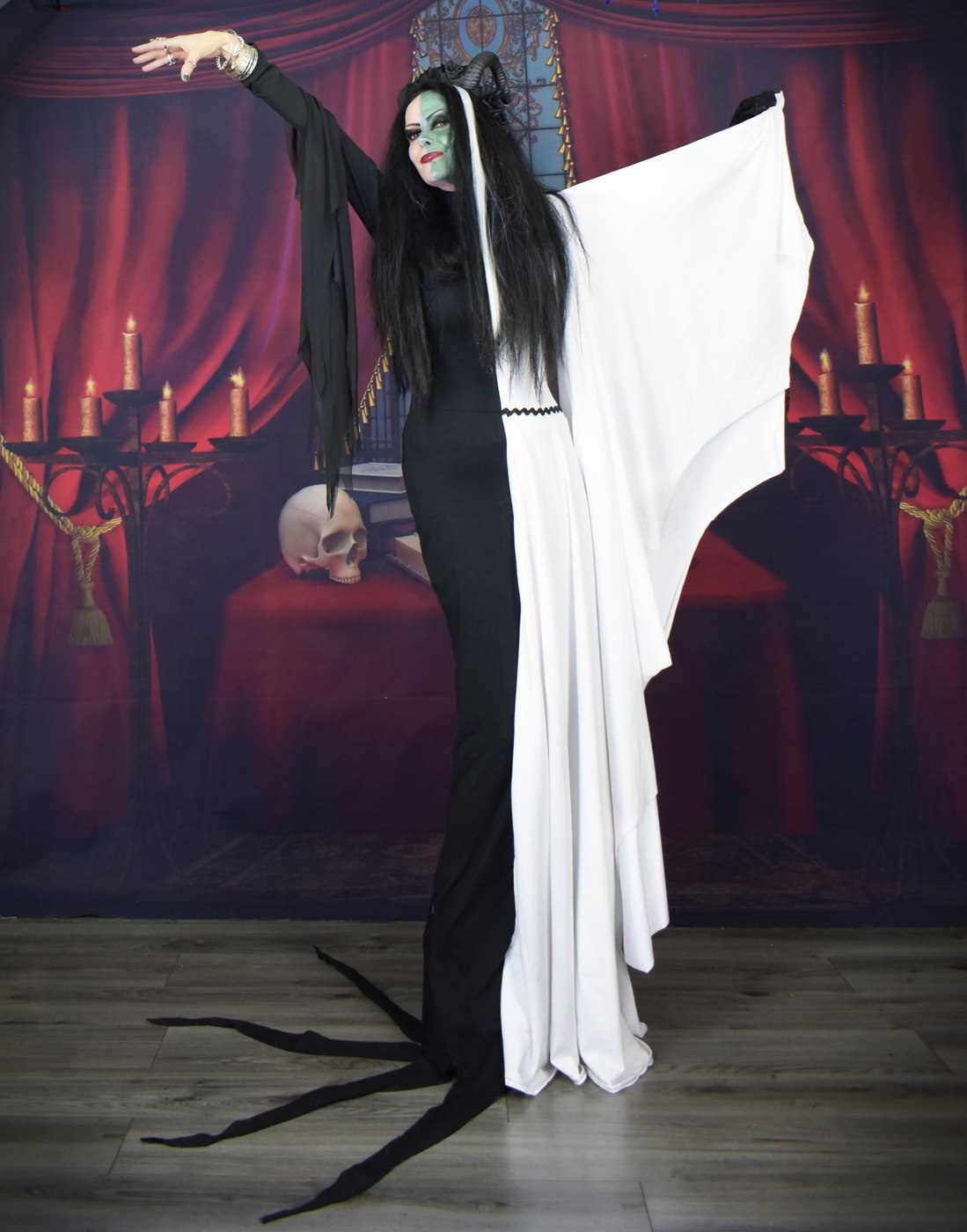 Morticia Munster Gown - Morticia Addams and Lily Munster Hybrid dress by Moonmaiden Gothic Clothing