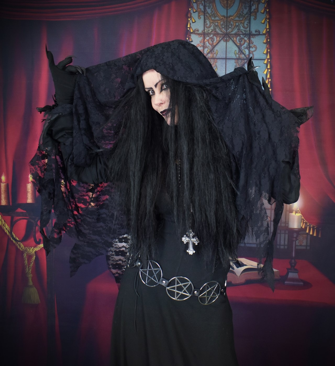 Lamentation Veil - lace witchy raggedy spooky veil by Moonmaiden Gothic Clothing