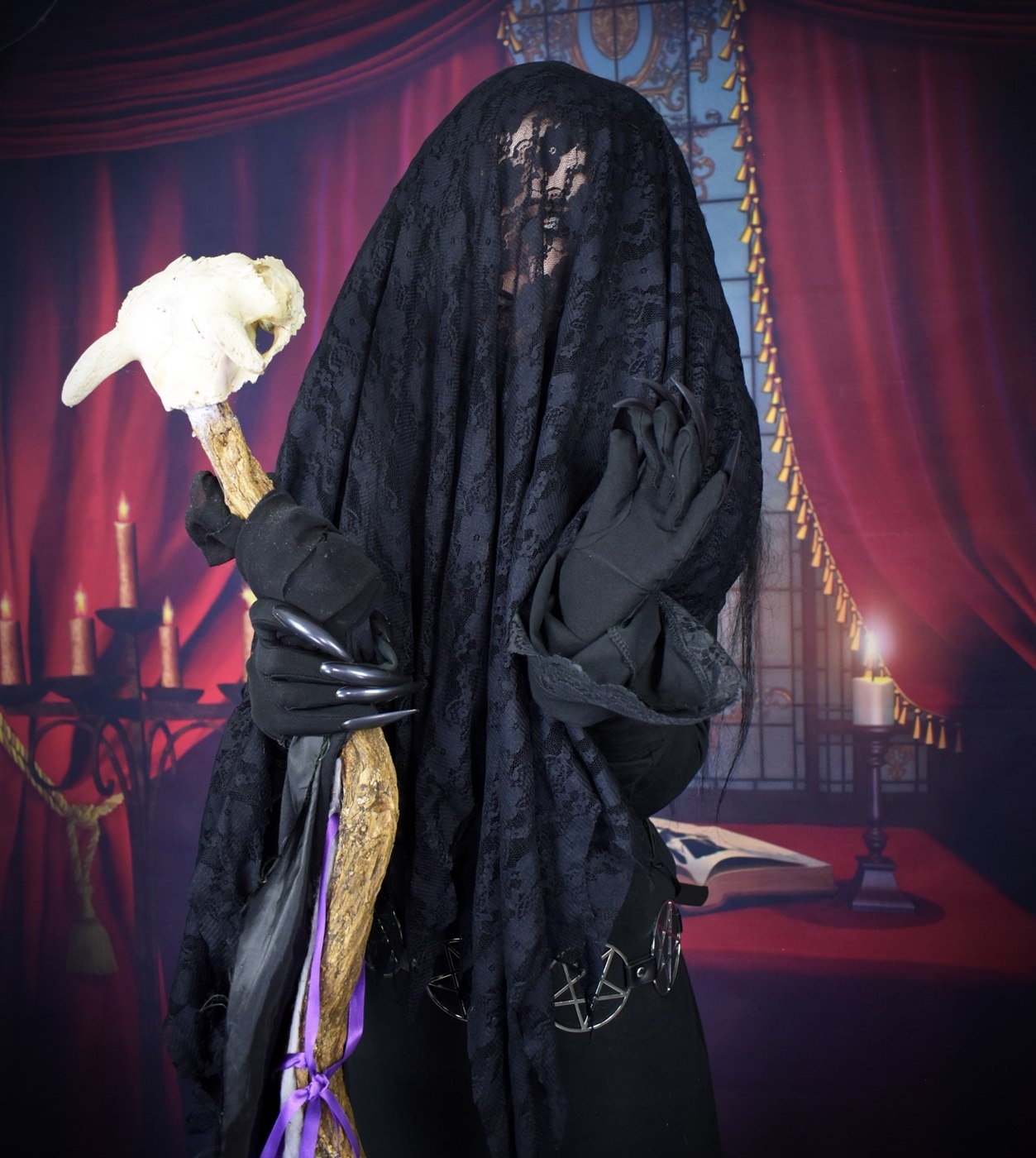 Lamentation Veil - lace witchy raggedy spooky veil by Moonmaiden Gothic Clothing