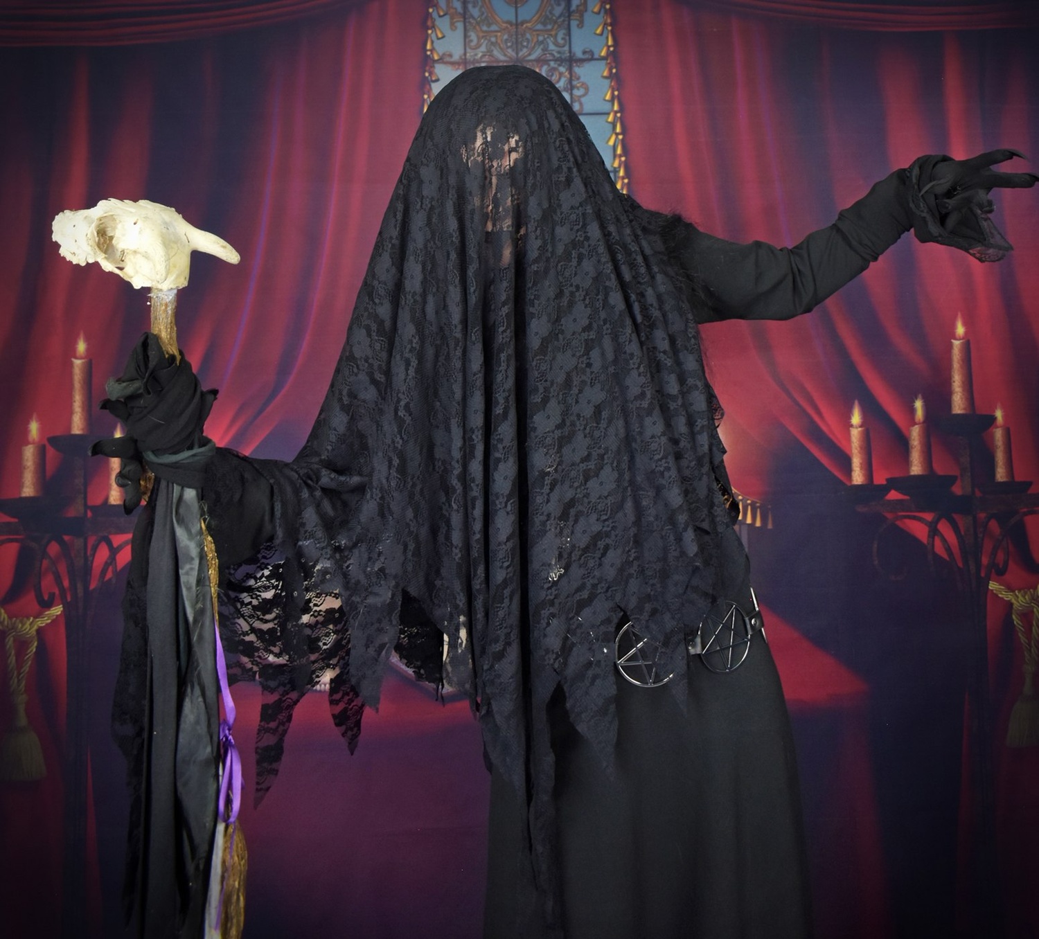 Lamentation Veil - lace witchy raggedy spooky veil by Moonmaiden Gothic Clothing