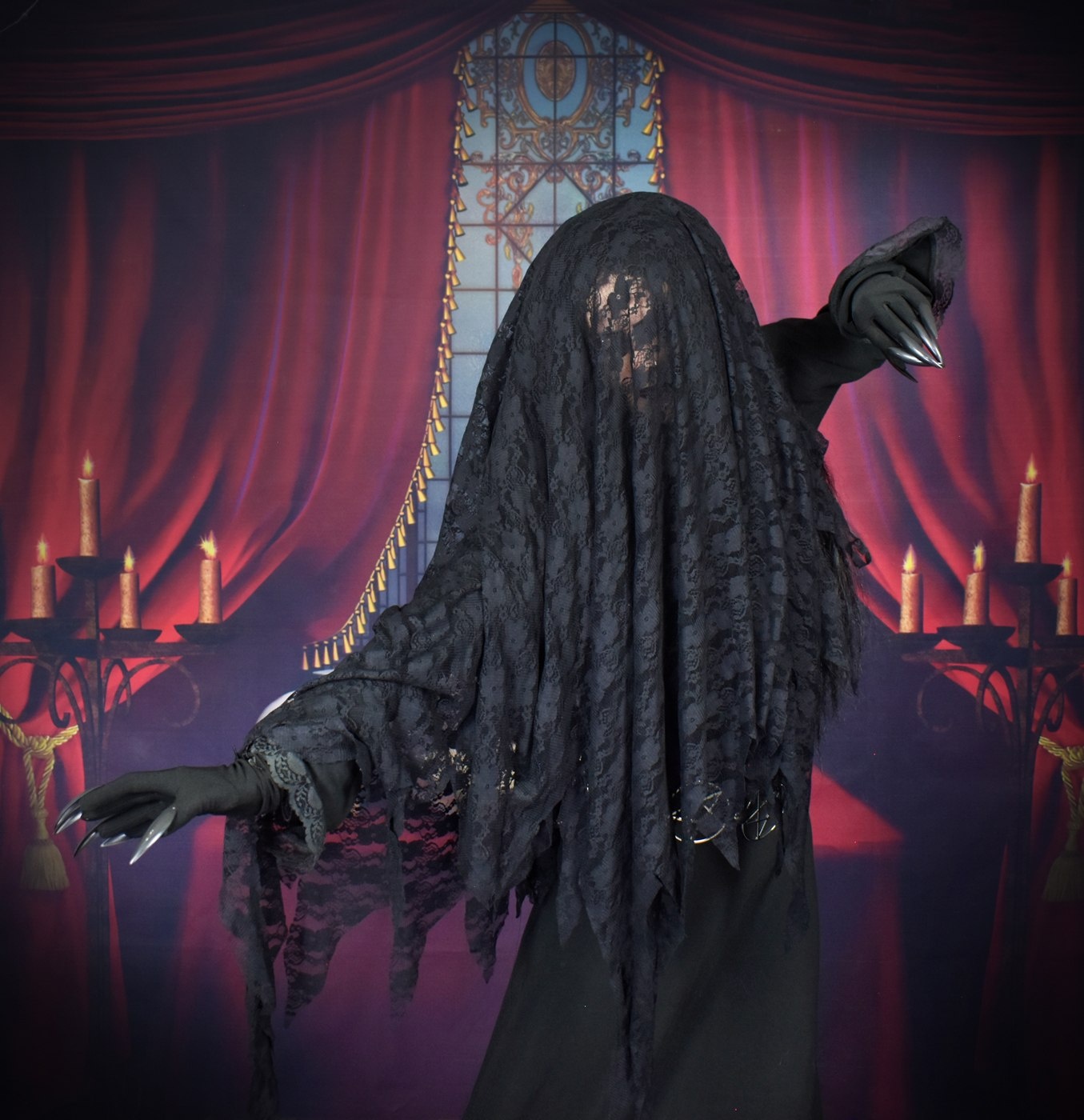 Lamentation Veil - lace witchy raggedy spooky veil by Moonmaiden Gothic Clothing