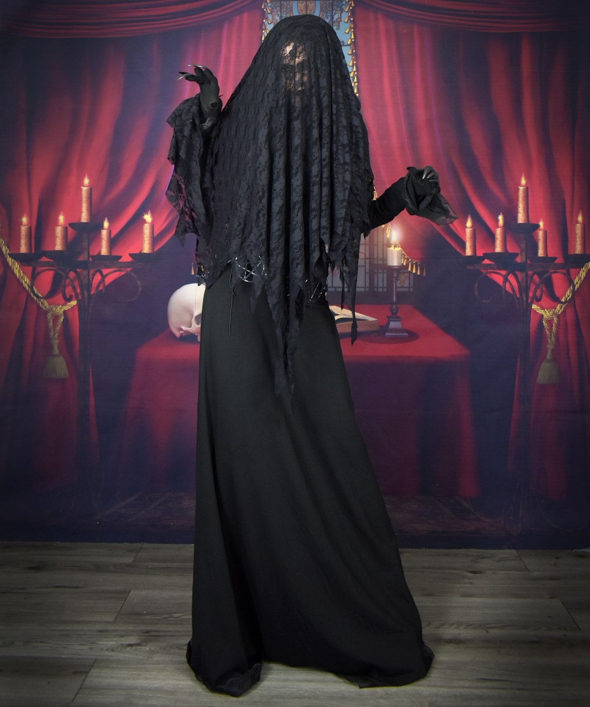 Lamentation Veil - lace witchy raggedy spooky veil by Moonmaiden Gothic Clothing