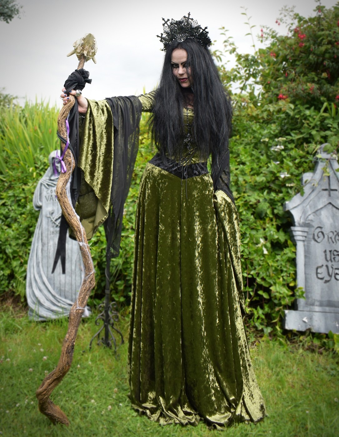 Malia Gown - Woodland Witch Elven Hooded Goth Dress by Moonmaiden Gothic Clothing