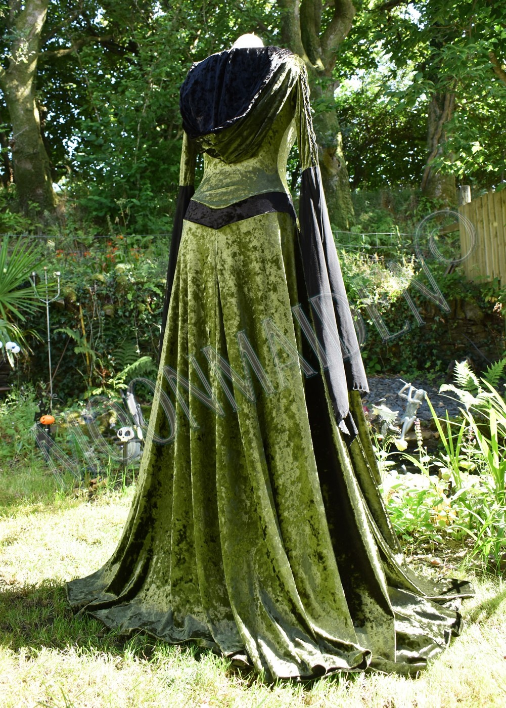 Malia Gown - Woodland Witch Elven Hooded Goth Dress by Moonmaiden Gothic Clothing