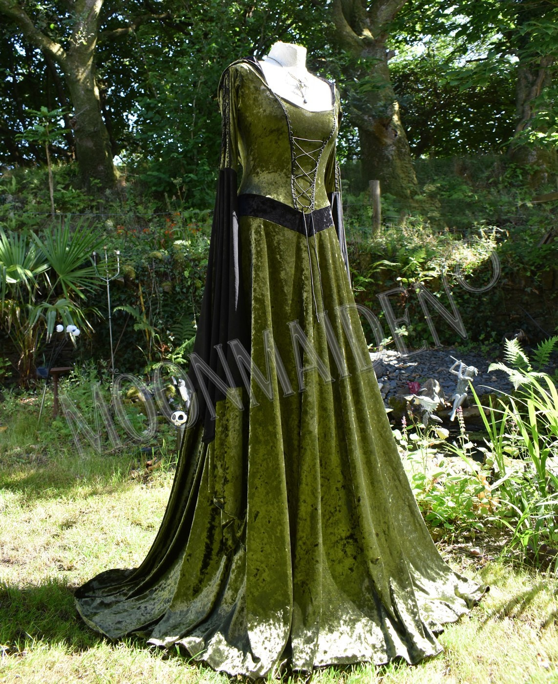 Malia Gown - Woodland Witch Elven Hooded Goth Dress by Moonmaiden Gothic Clothing