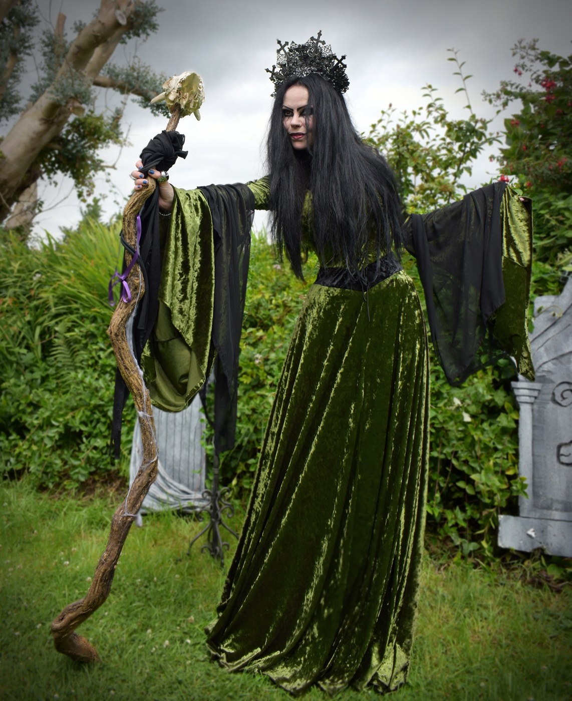 Malia Gown - Woodland Witch Elven Hooded Goth Dress by Moonmaiden Gothic Clothing