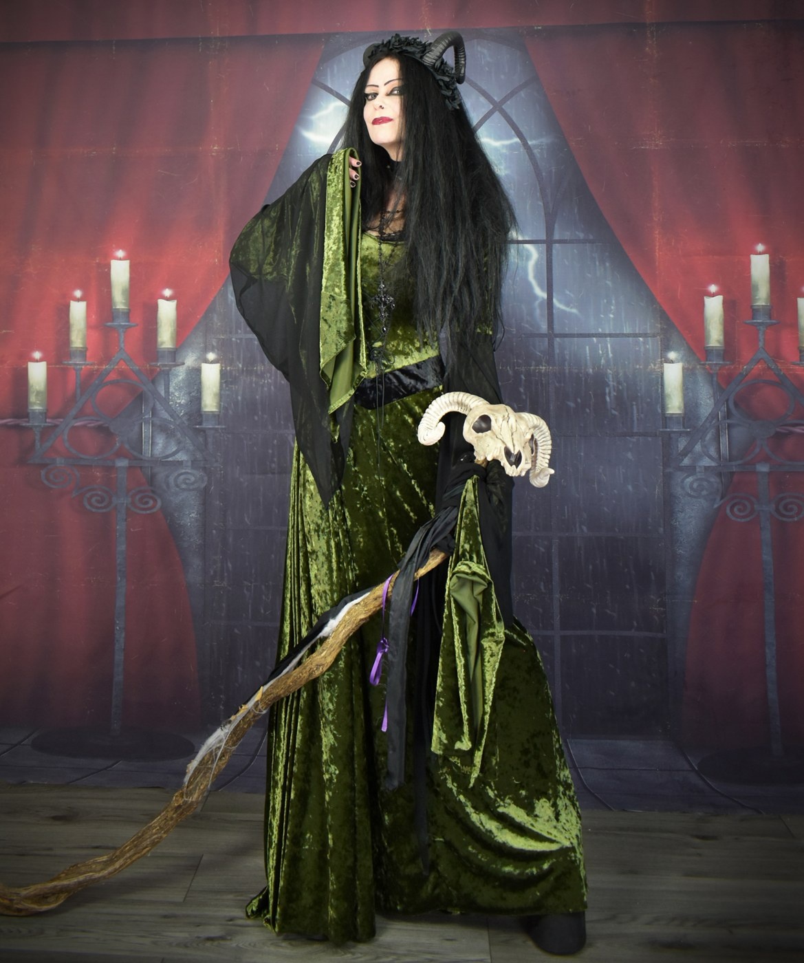 Malia Gown - Woodland Witch Elven Hooded Goth Dress by Moonmaiden Gothic Clothing