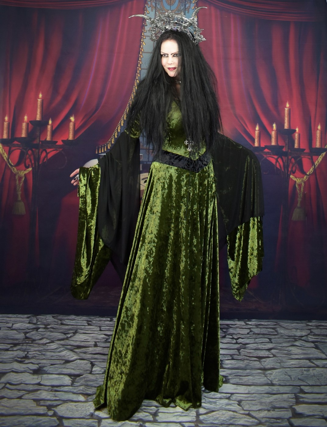 Malia Gown - Woodland Witch Elven Hooded Goth Dress by Moonmaiden Gothic Clothing