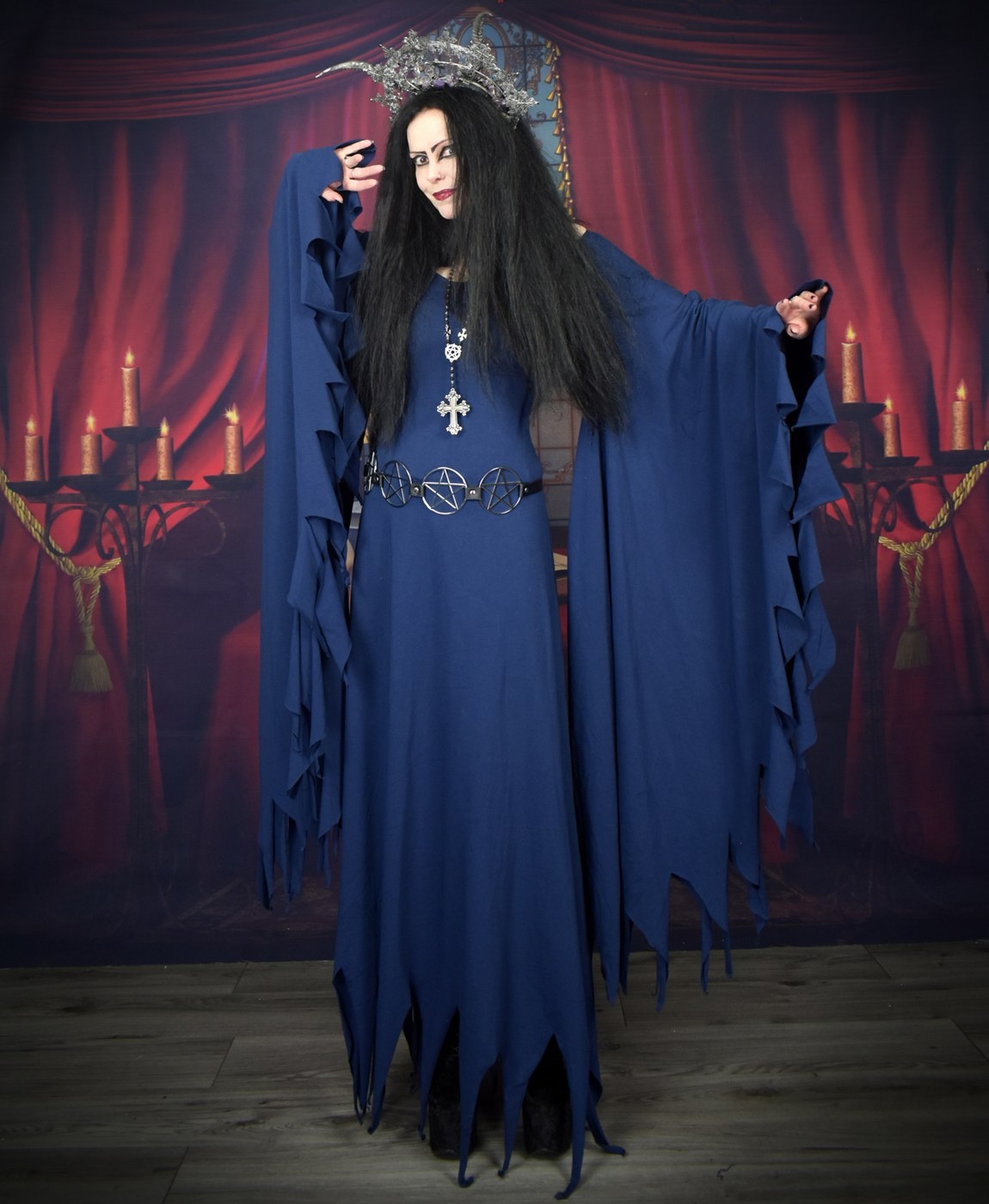 Vixiana Witch Dress- cotton lycra ravenwinged raggedy witchy witch dress by Moonmaiden Gothic Clothing