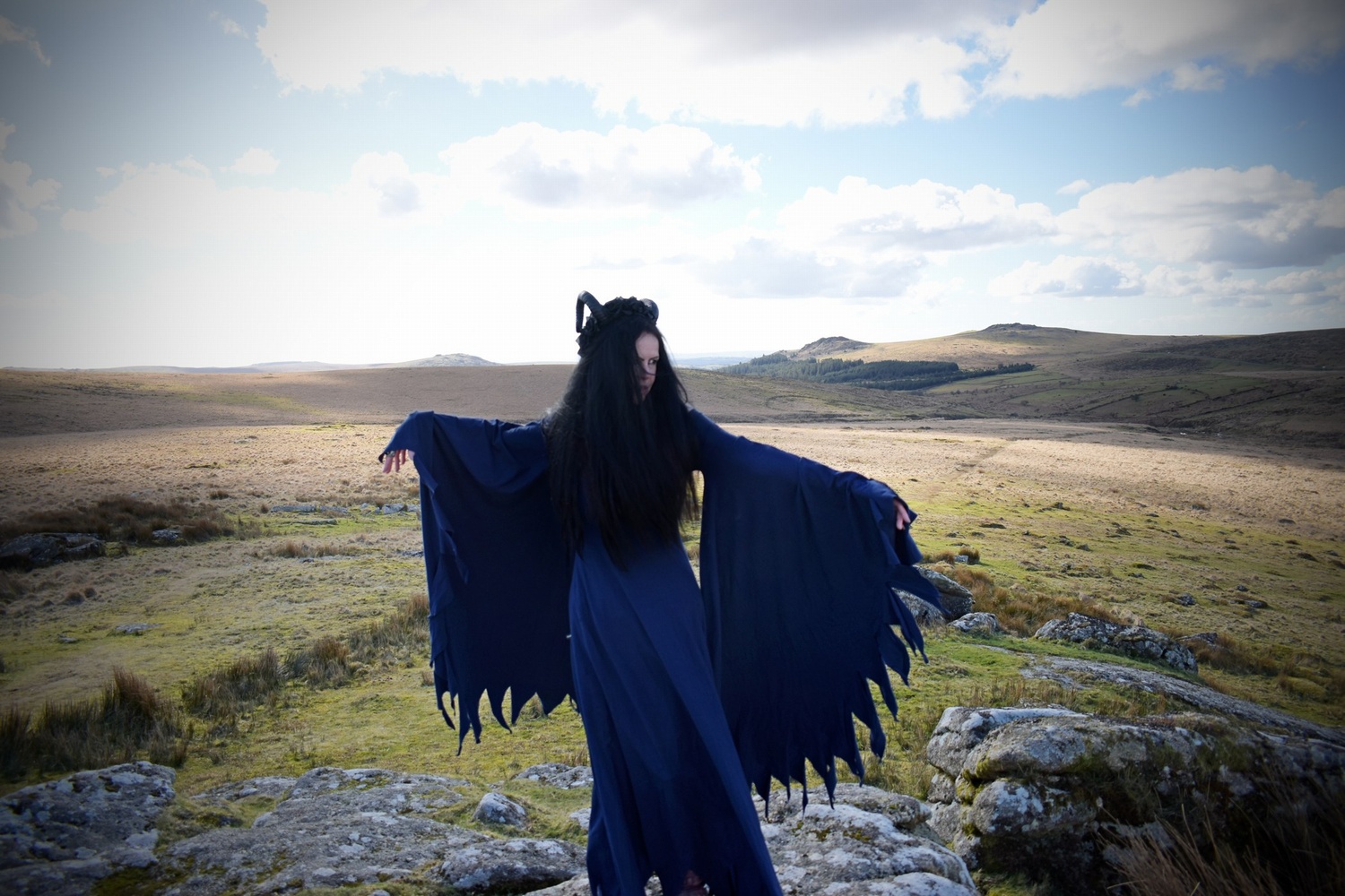 Vixiana Witch Dress- cotton lycra ravenwinged raggedy witchy witch dress by Moonmaiden Gothic Clothing