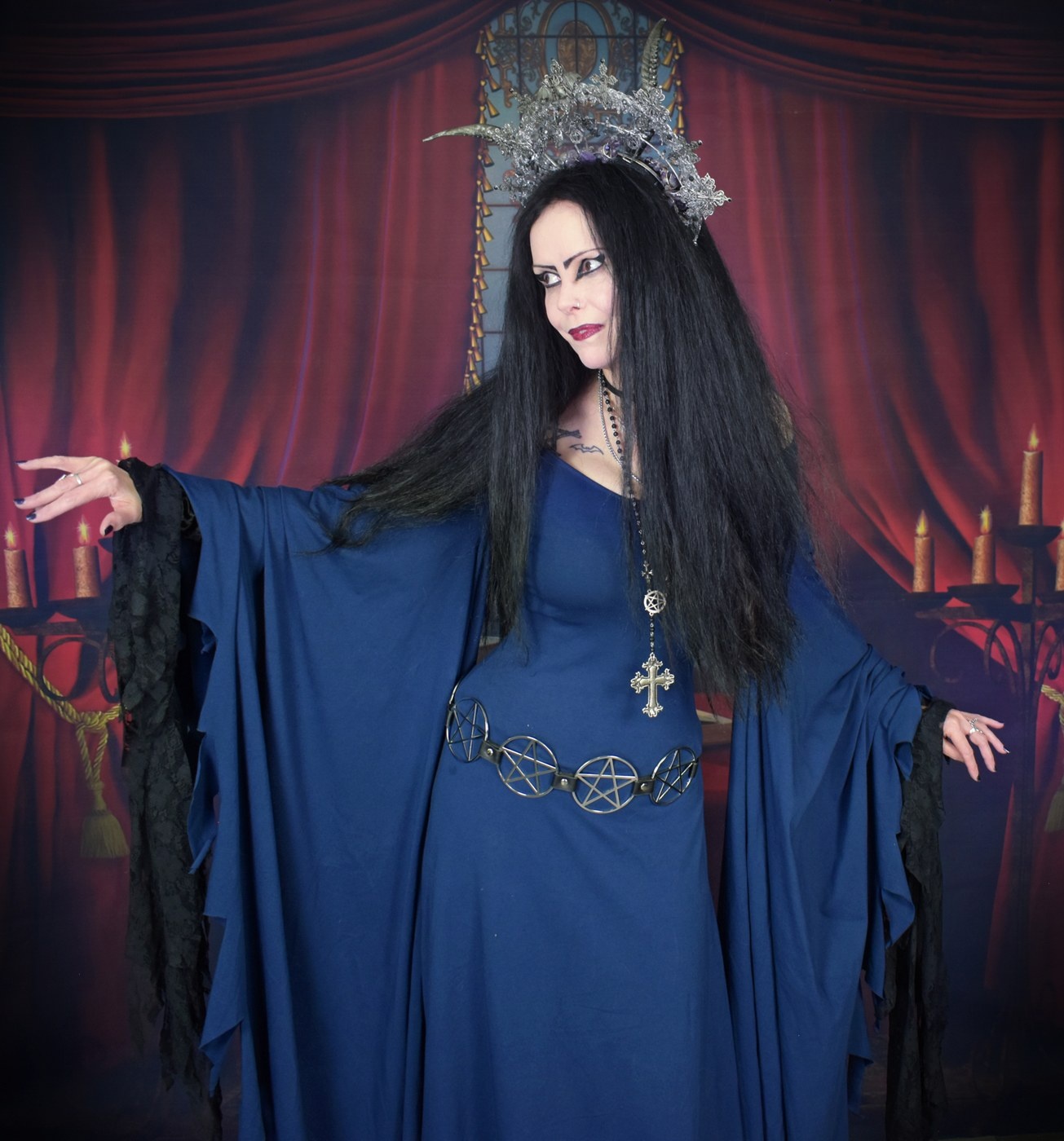 Vixiana Witch Dress- cotton lycra ravenwinged raggedy witchy witch dress by Moonmaiden Gothic Clothing