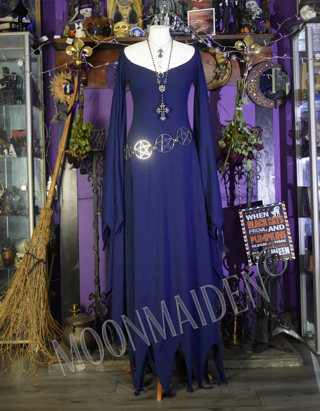 Vixiana Witch Dress- cotton lycra ravenwinged raggedy witchy witch dress by Moonmaiden Gothic Clothing