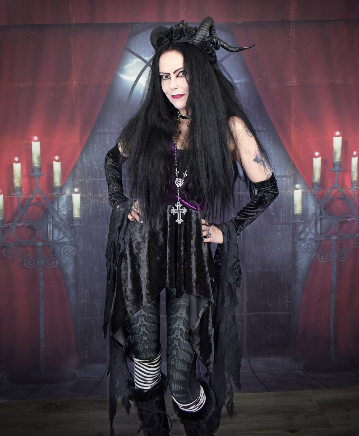 Tabitha's Terrifyingly Terrific Tunic Top - crushed velvet crossover witch top by Moonmaiden Gothic Clothing