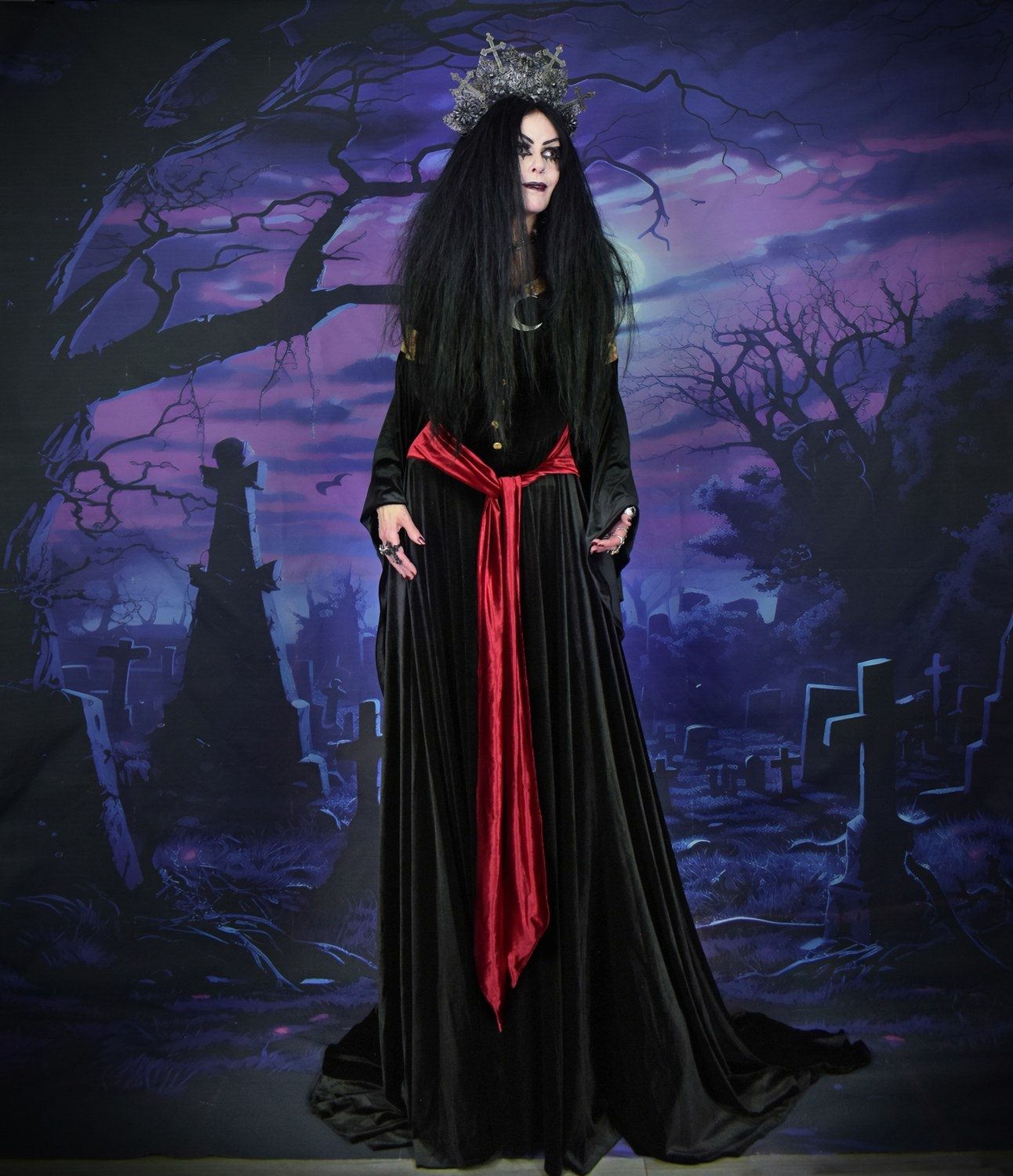 Arwen Mourning Gown - spandex velvet elven Lord of the Rings cosplay dress by Moonmaiden Gothic Clothing