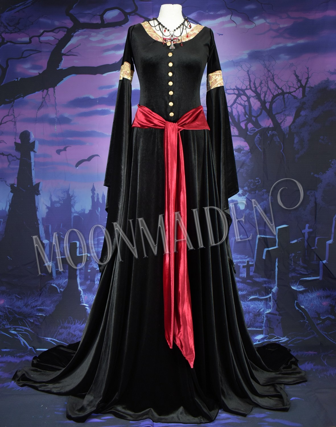 Arwen Mourning Gown - spandex velvet elven Lord of the Rings cosplay dress by Moonmaiden Gothic Clothing