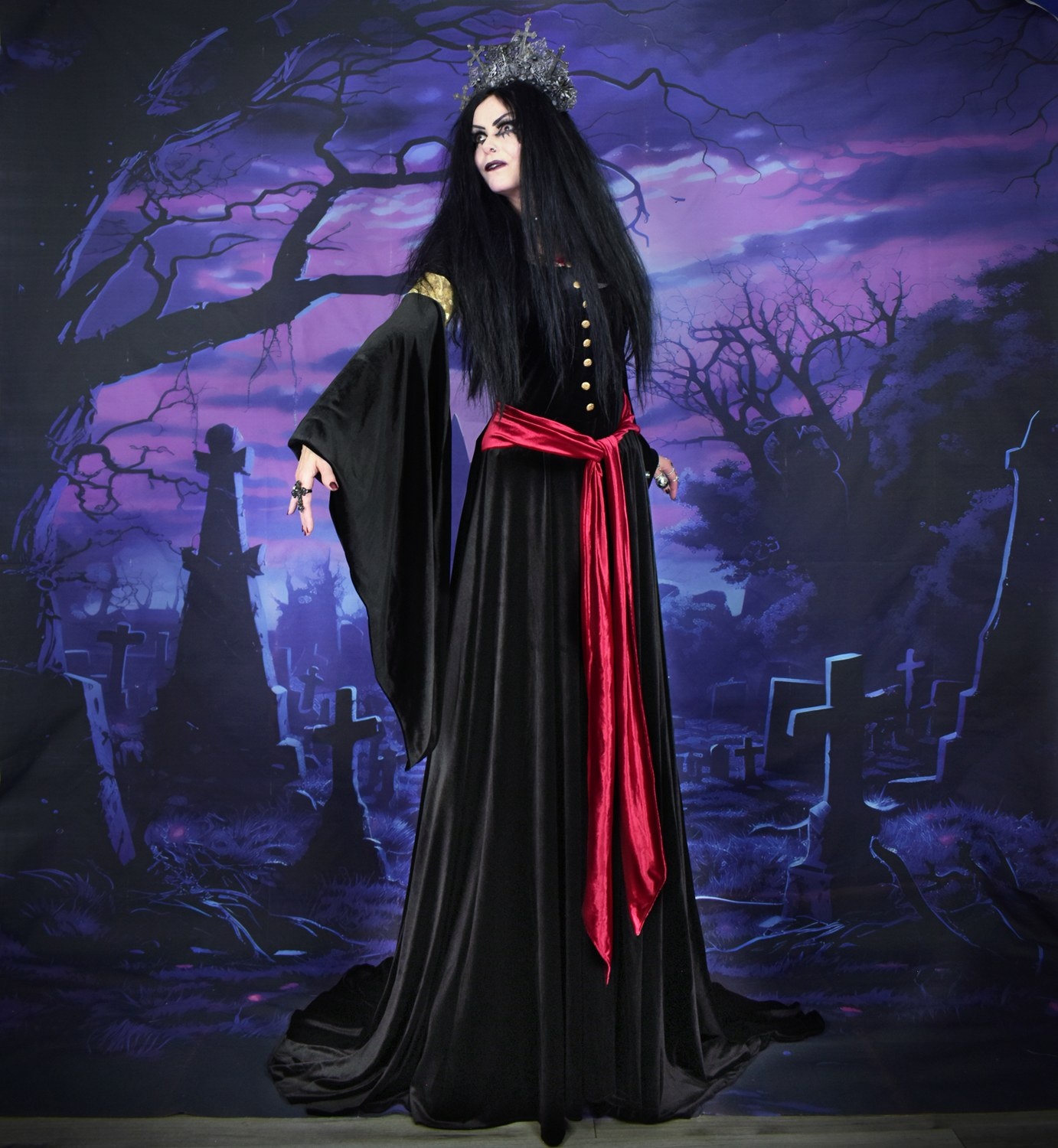Arwen Mourning Gown - spandex velvet elven Lord of the Rings cosplay dress by Moonmaiden Gothic Clothing