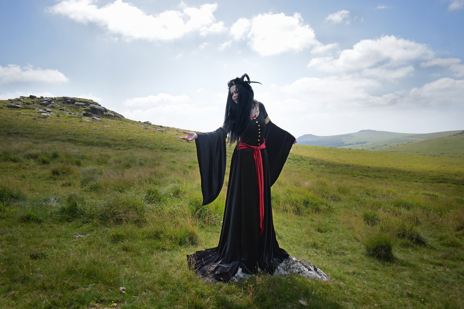 Arwen Mourning Gown - spandex velvet elven Lord of the Rings cosplay dress by Moonmaiden Gothic Clothing
