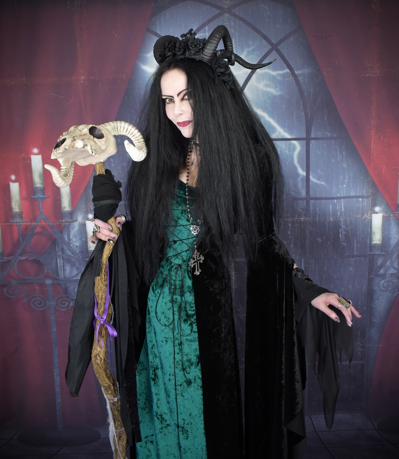 Woodlandwytch Ritual Gown - marble crushed velvet forest witch goth dress by Moonmaiden Gothic Clothing