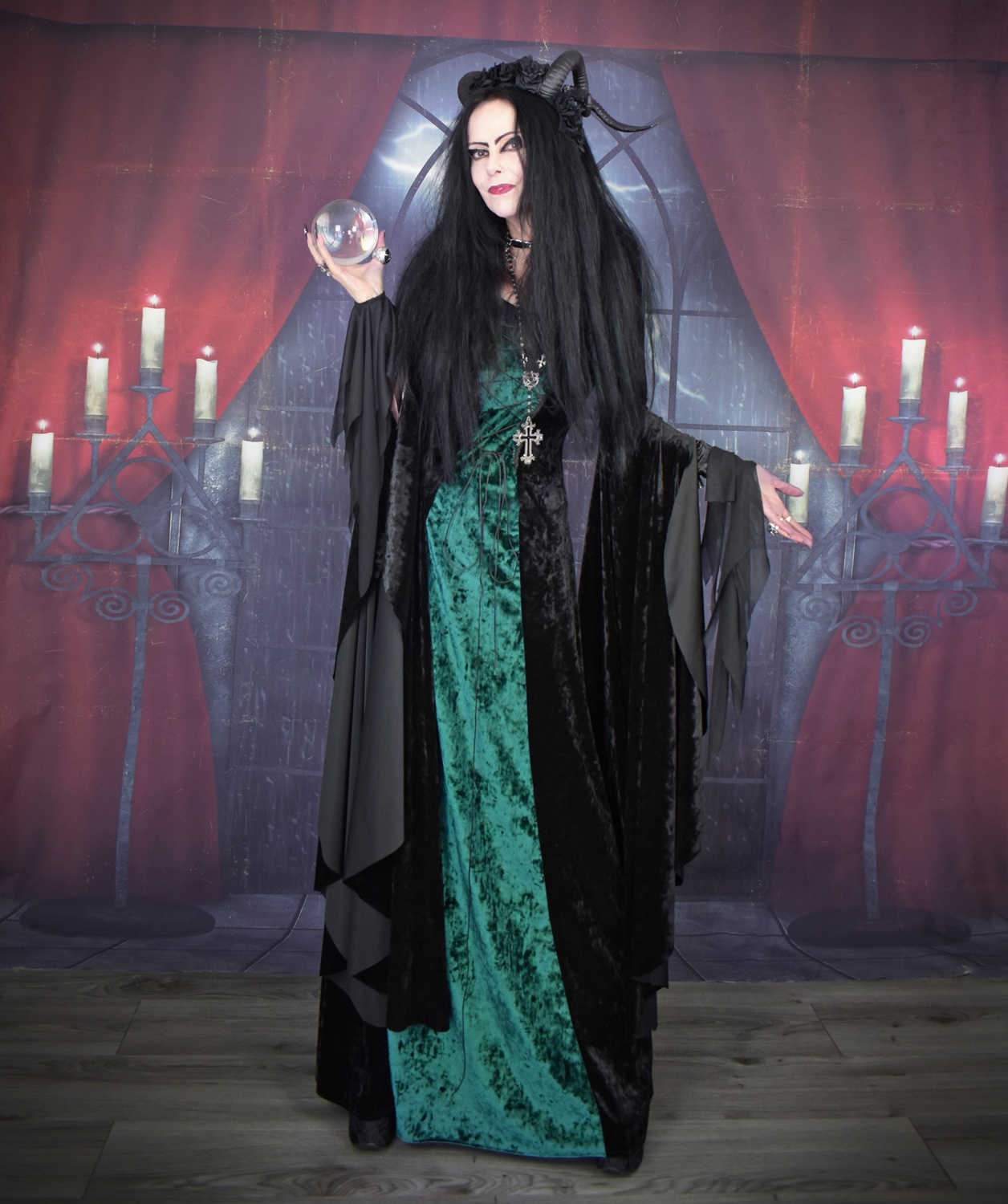 Woodlandwytch Ritual Gown - marble crushed velvet forest witch goth dress by Moonmaiden Gothic Clothing