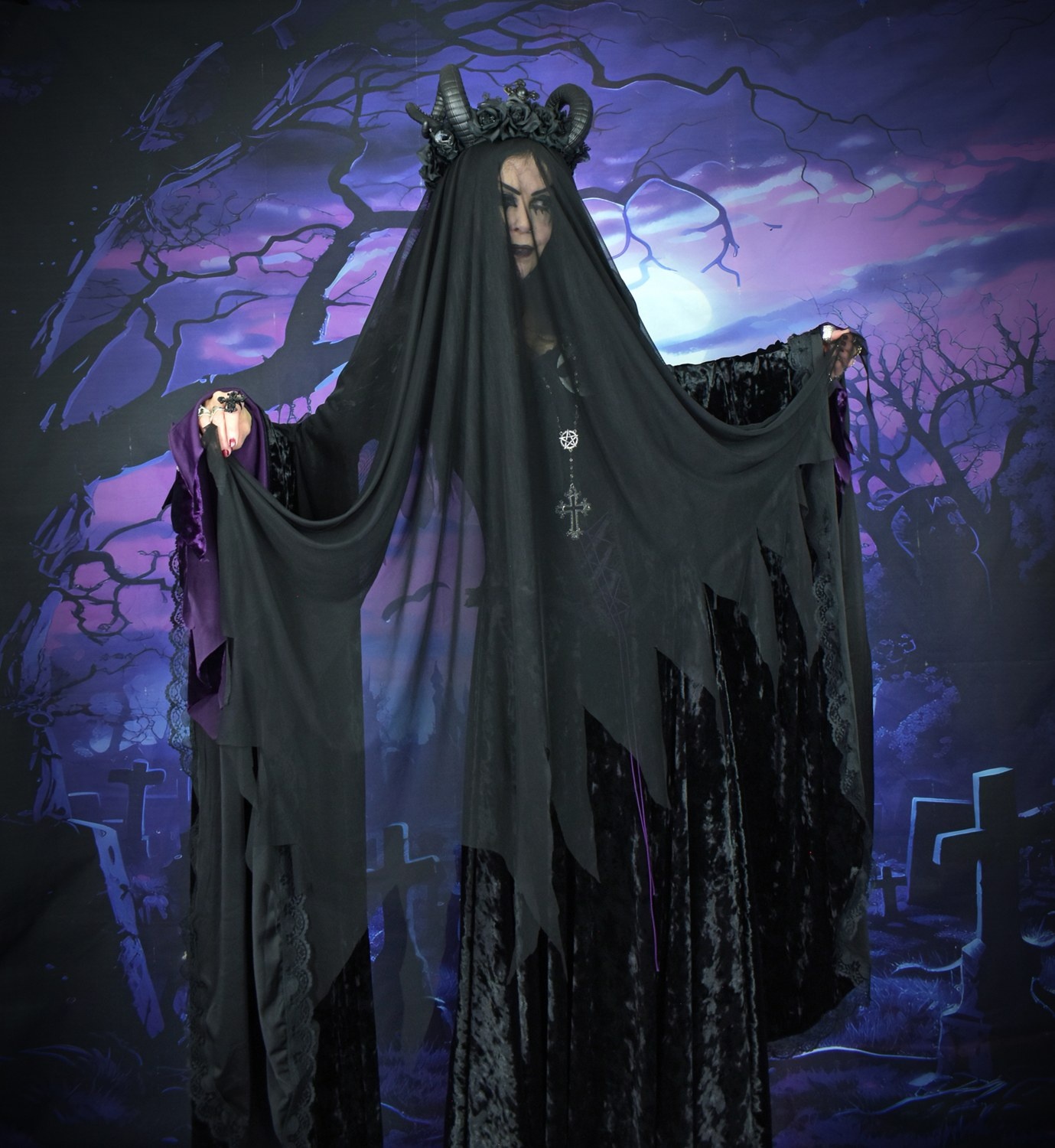 Lamentation Mesh Veil � mesh witchy raggedy spooky veil by Moonmaiden Gothic Clothing