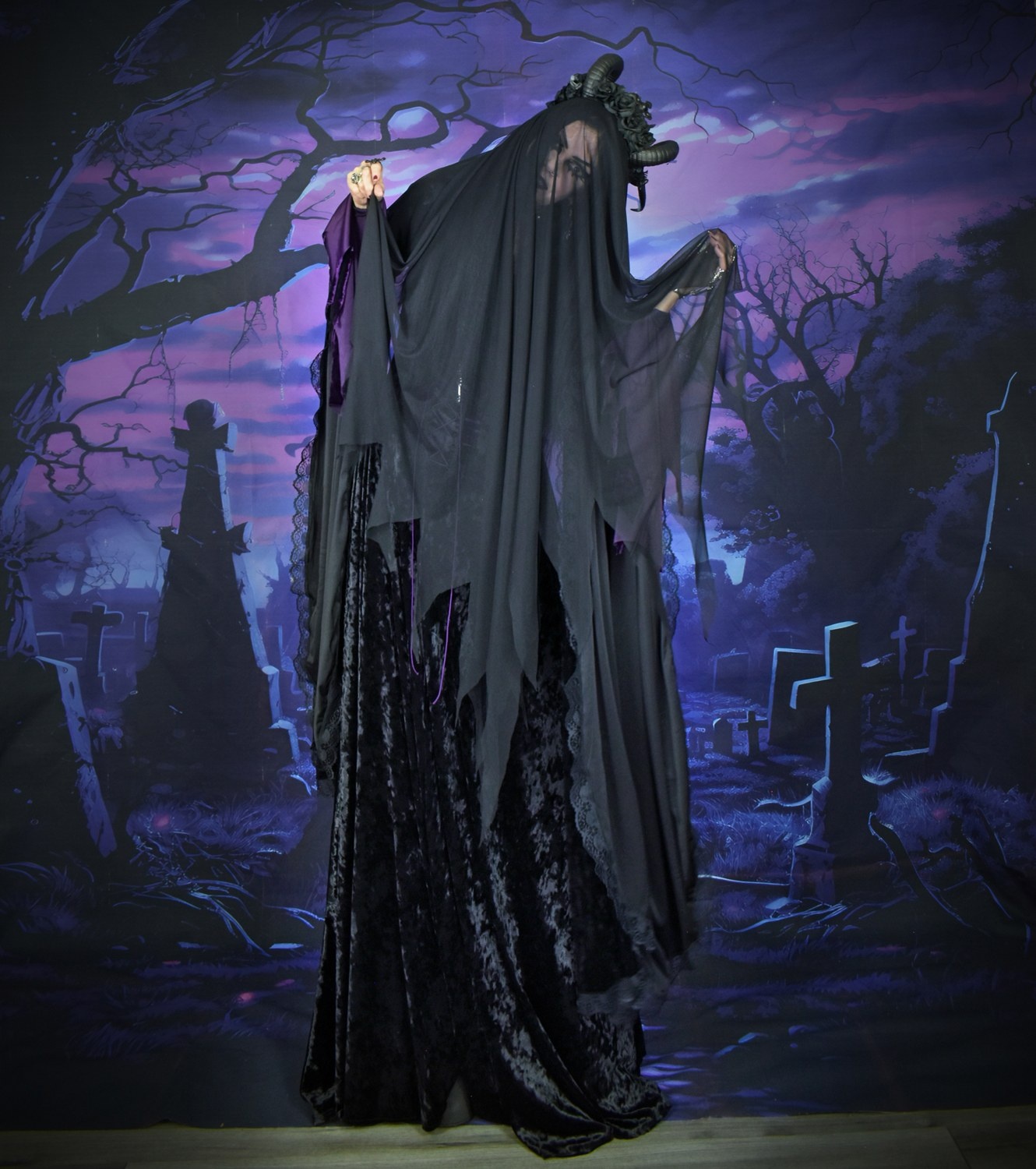 Lamentation Mesh Veil � mesh witchy raggedy spooky veil by Moonmaiden Gothic Clothing