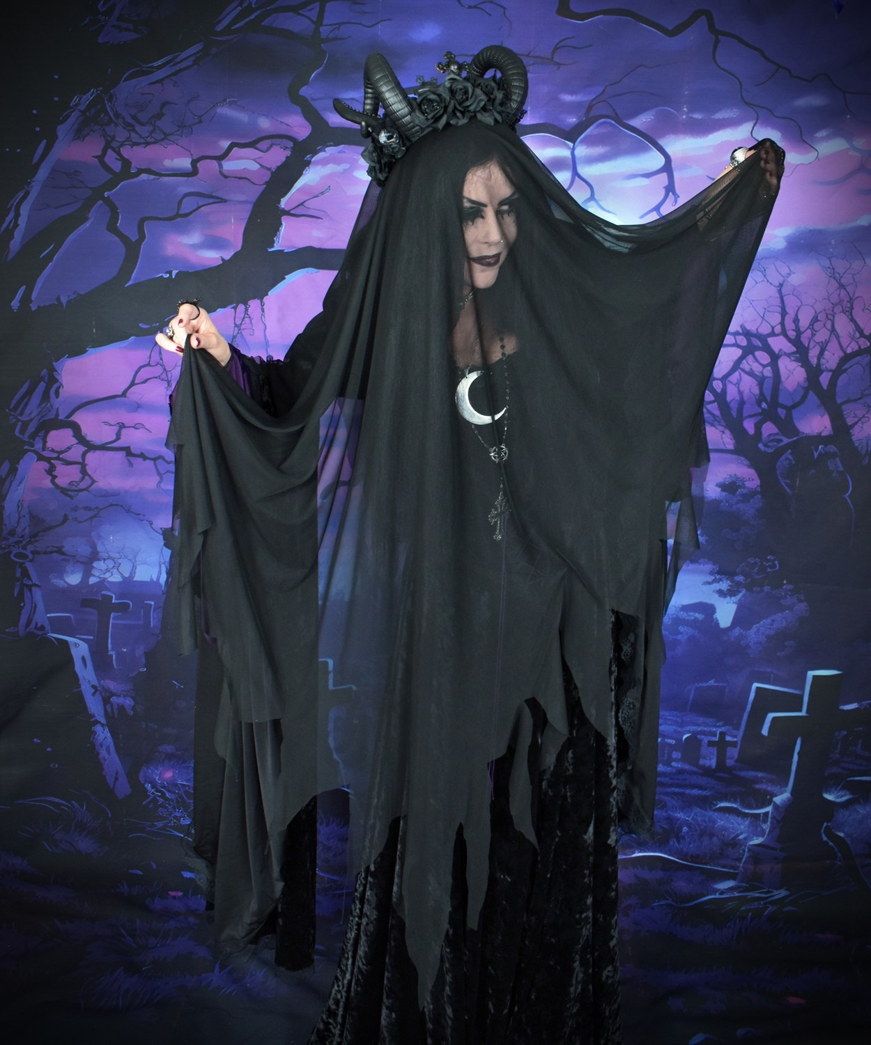 Lamentation Mesh Veil � mesh witchy raggedy spooky veil by Moonmaiden Gothic Clothing