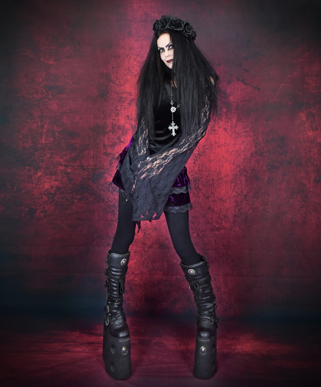 Witching Hour Lace Top � velvet and lace goth witch long sleeved top by Moonmaiden Gothic Clothing