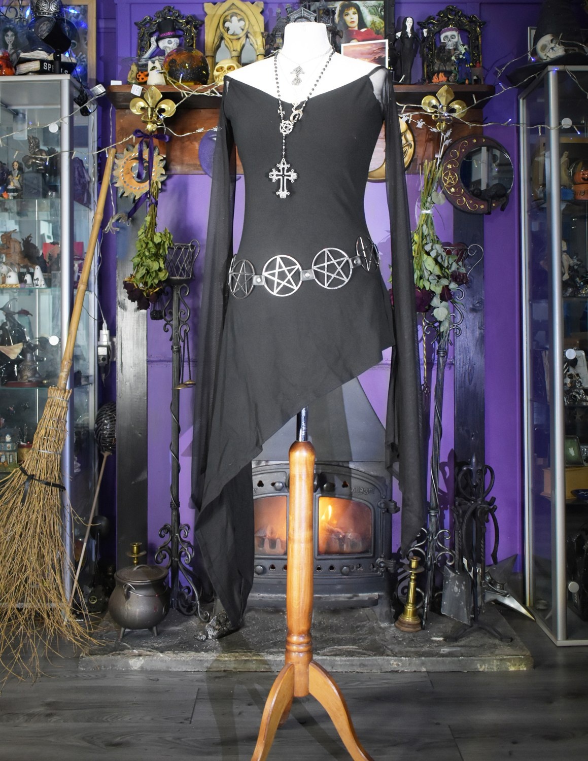 gothic witch, goth, witch, top, gothic clothing, witchy, wiccan, Medieval, witch dress, witchy dress, pagan mini dress, cotton minidress, cotton mini dress, asymmetric minidress, everyday witchwear