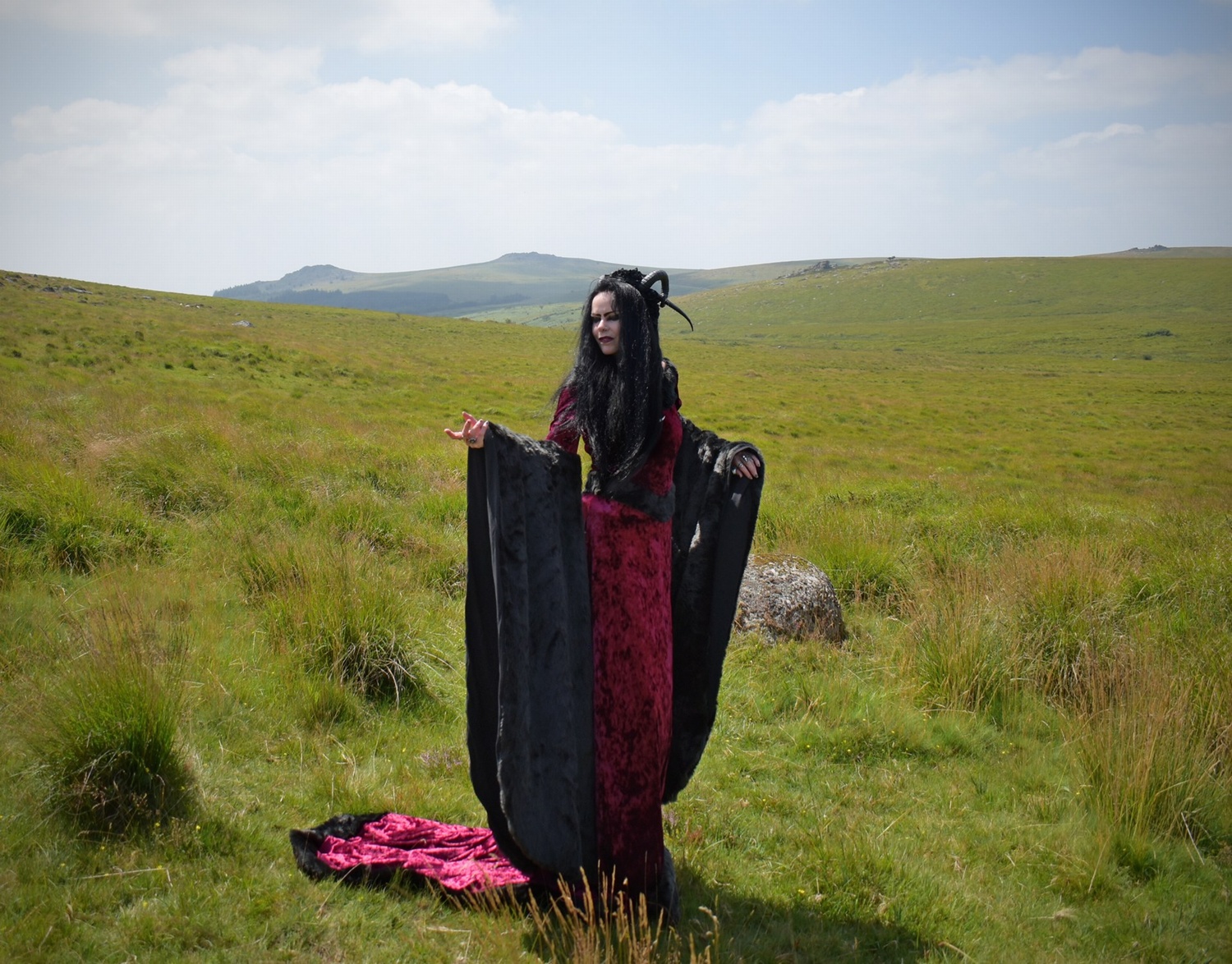 Furrwen Furrdomiel Gown - Crushed Velvet and Faux Fur Arwen Elven Gown by Moonmaiden Gothic Clothing