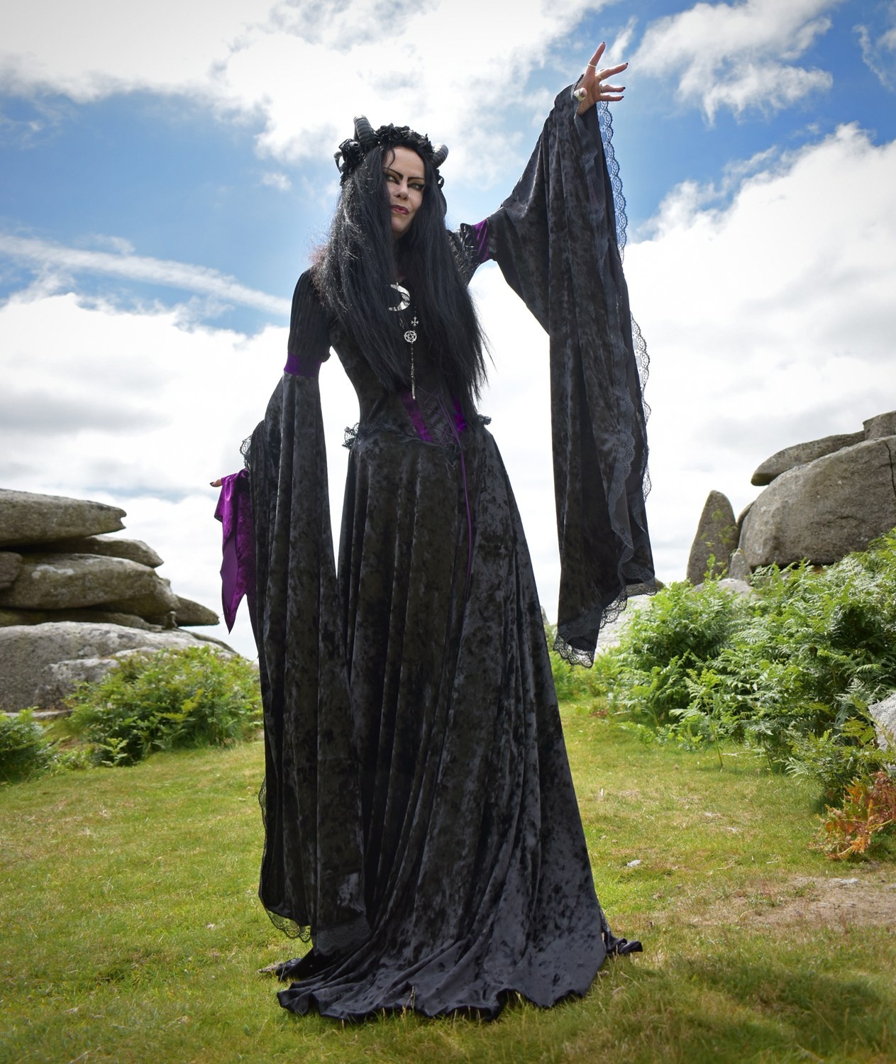 The Graveheart Revenant Gown -  crushed velvet goth witch dress by Moonmaiden Gothic Clothing