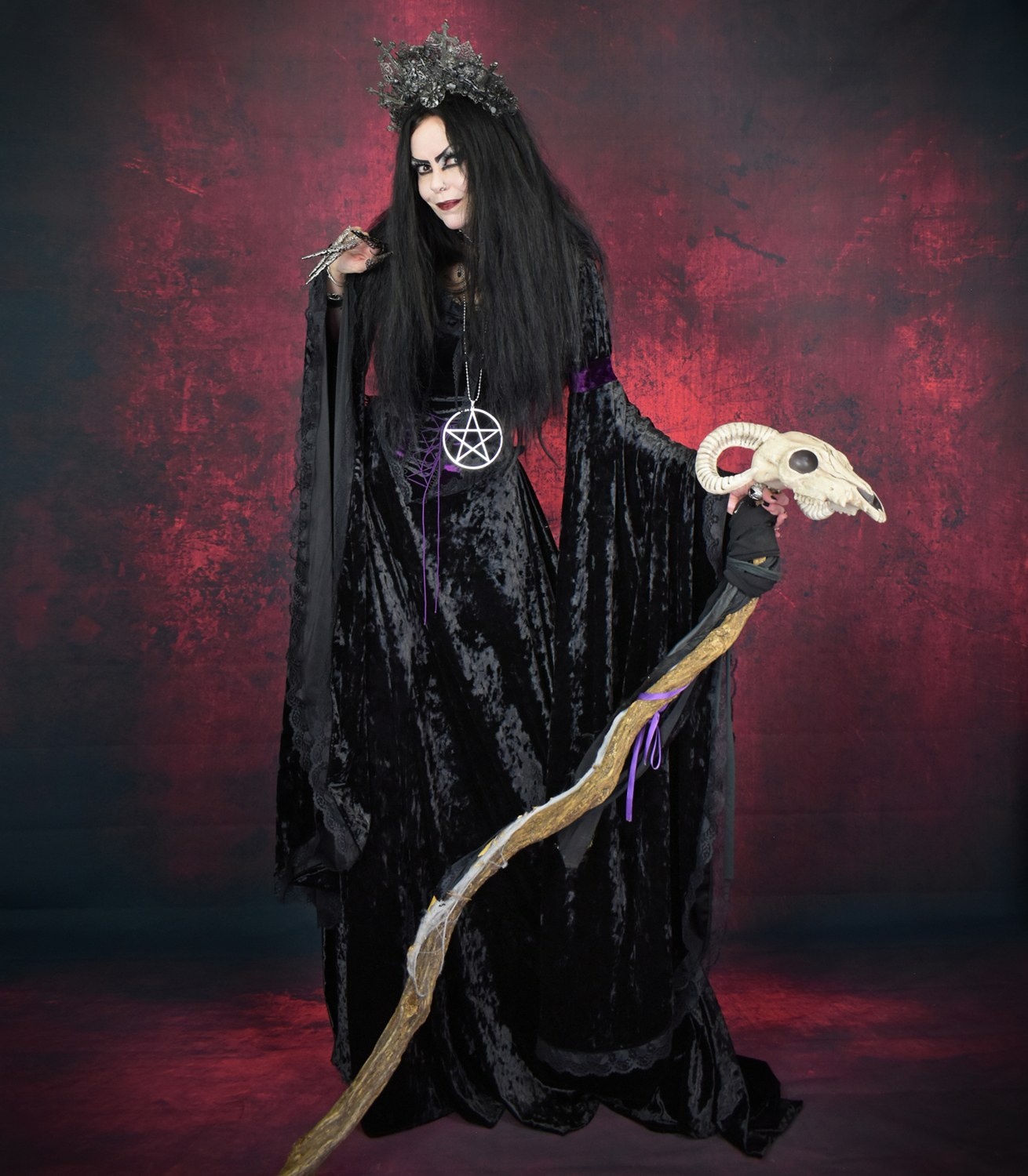 The Graveheart Revenant Gown -  crushed velvet goth witch dress by Moonmaiden Gothic Clothing
