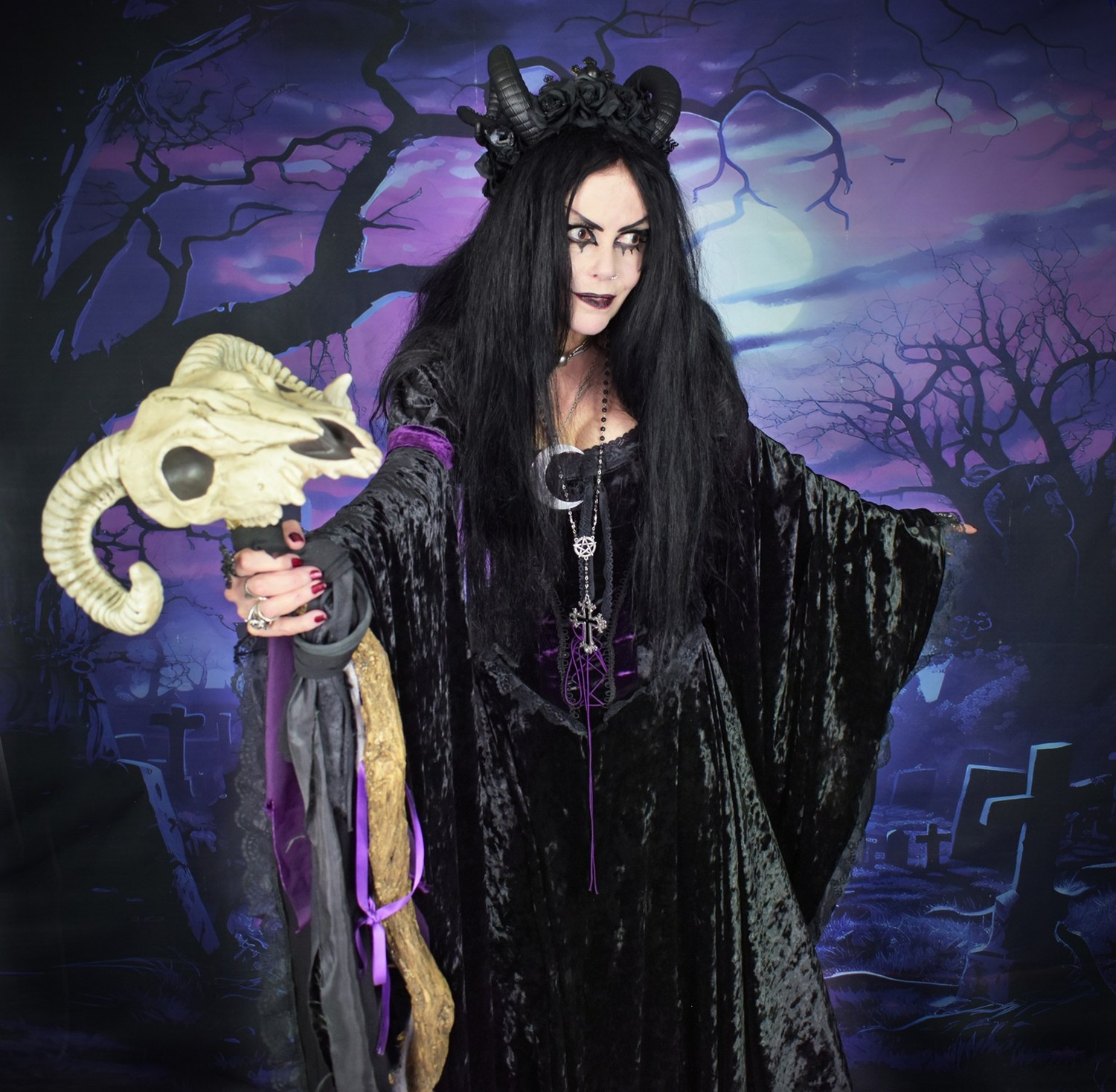 The Graveheart Revenant Gown -  crushed velvet goth witch dress by Moonmaiden Gothic Clothing