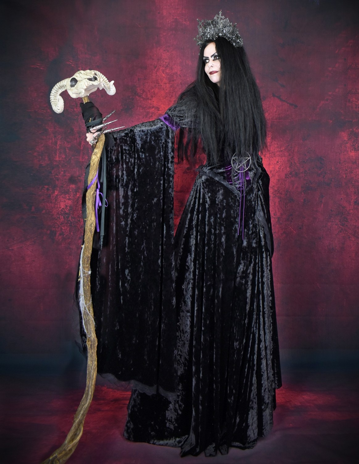 The Graveheart Revenant Gown -  crushed velvet goth witch dress by Moonmaiden Gothic Clothing