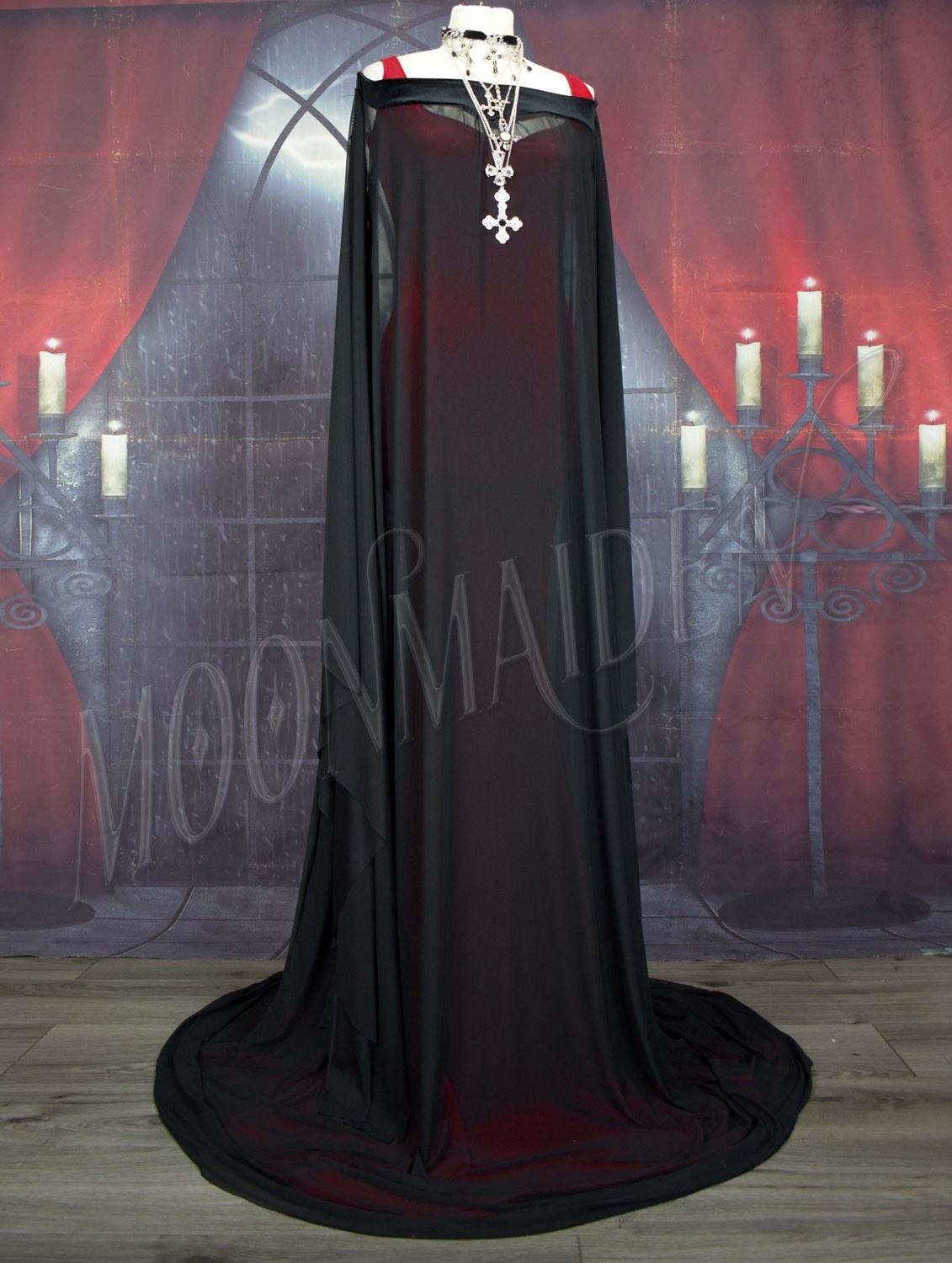 Tomb of Ligeia Ensemble - velvet and mesh witchy goth halloween costume by Moonmaiden Gothic Clothing