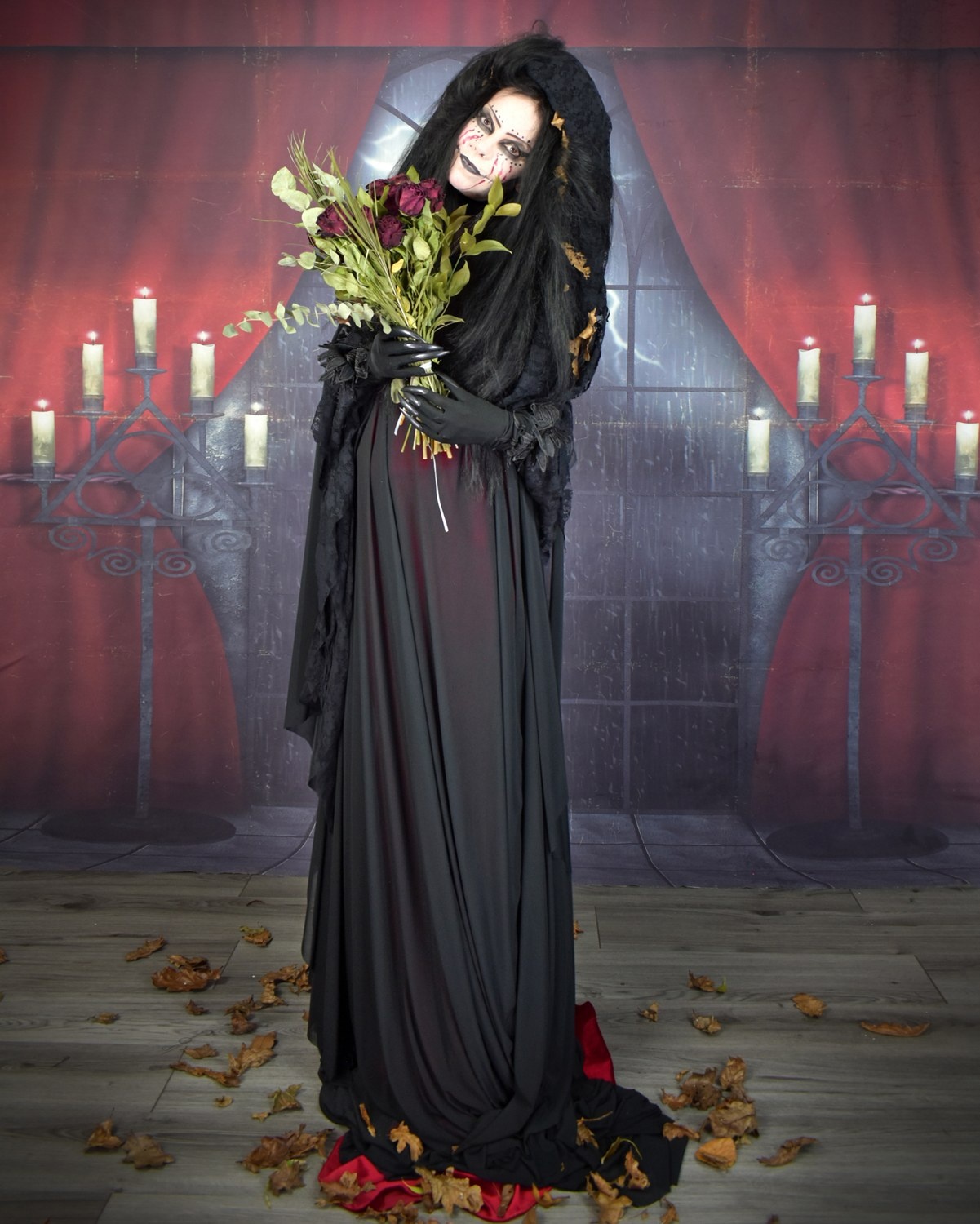 Tomb of Ligeia Ensemble - velvet and mesh witchy goth halloween costume by Moonmaiden Gothic Clothing