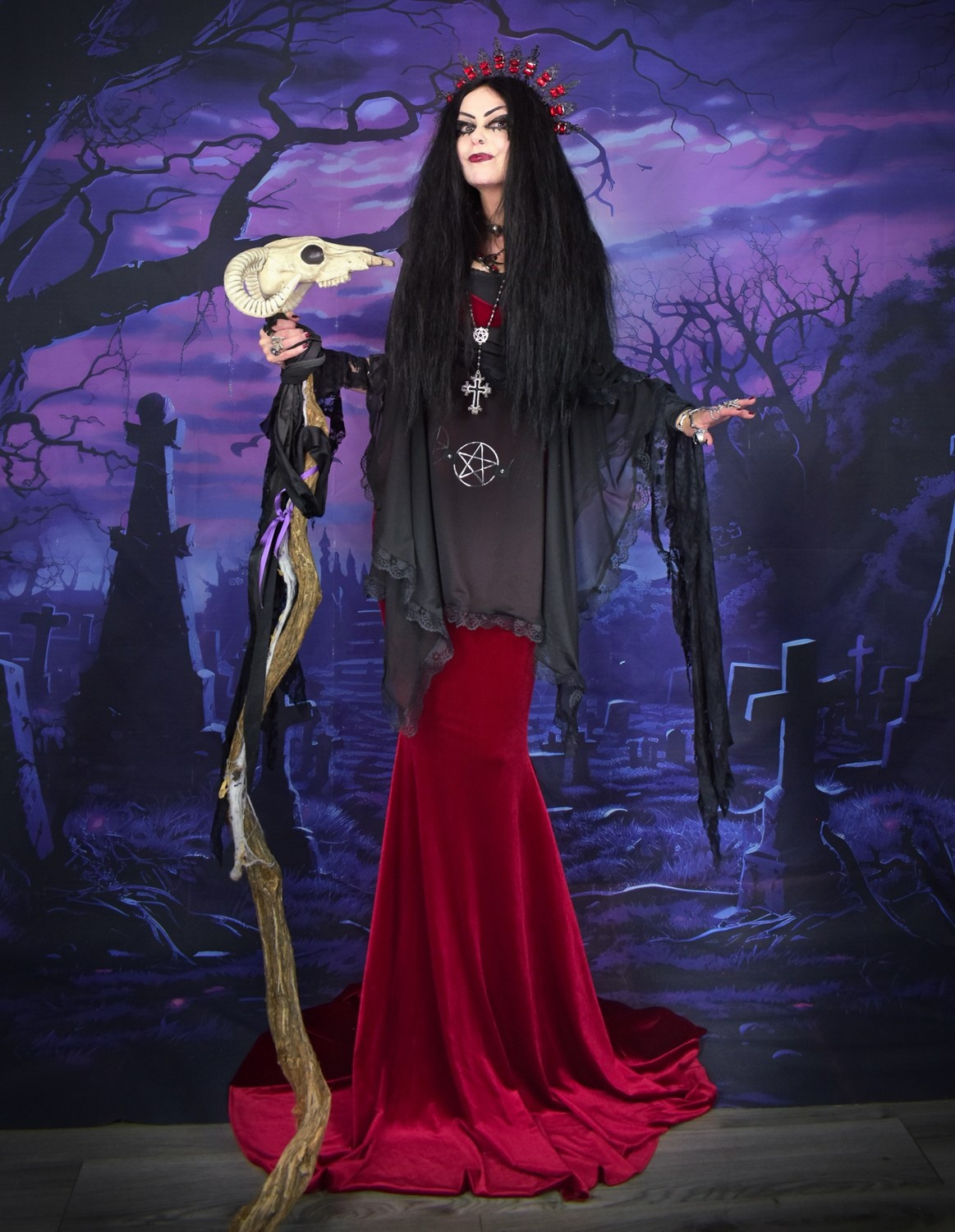 The Spookercowl - sheer mesh cowl neck hooded gothic shawl by Moonmaiden Gothic Clothing