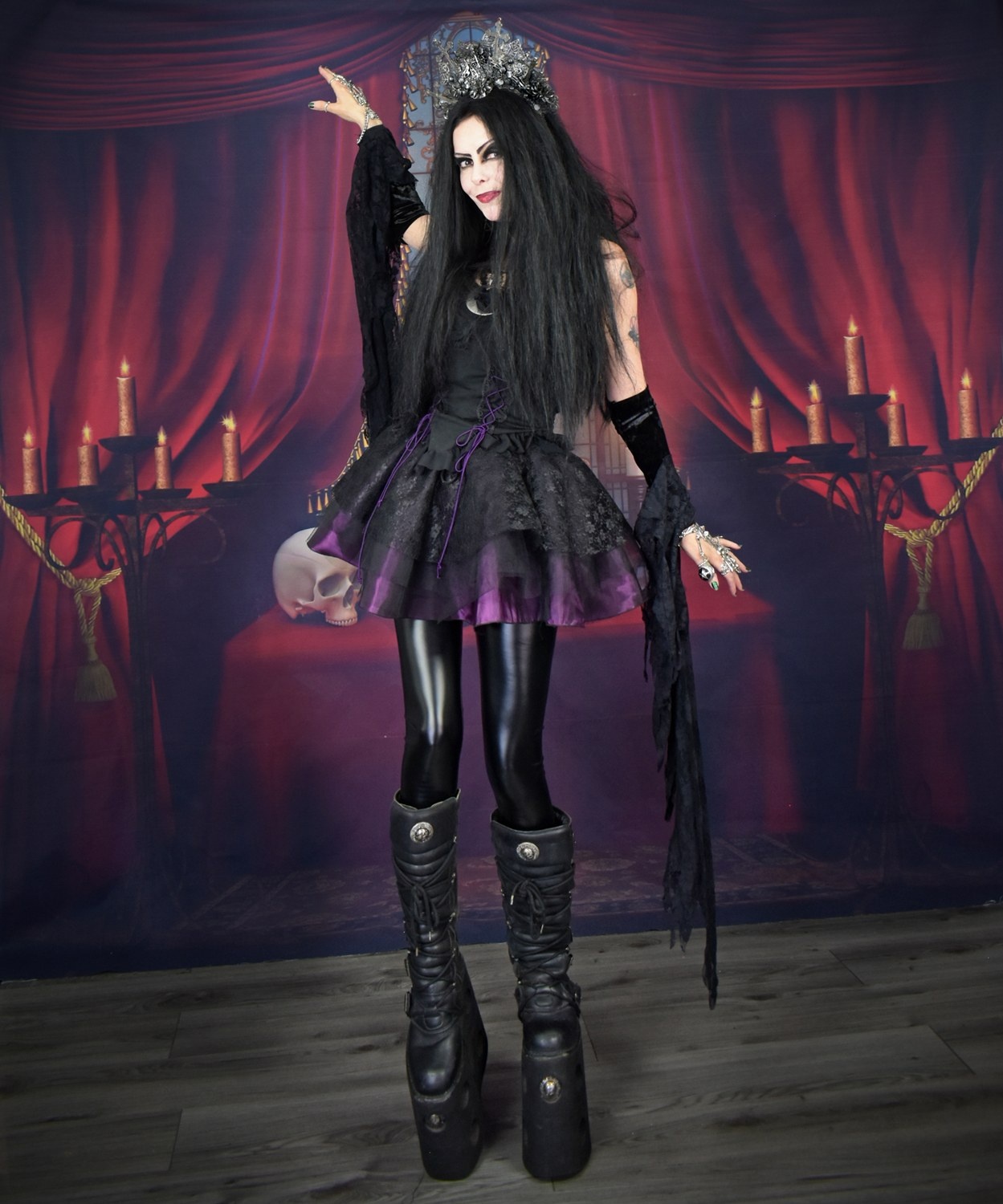 Spookyboo Tutu - lace and taffeta witchy goth tutu skirt by Moonmaiden Gothic Clothing