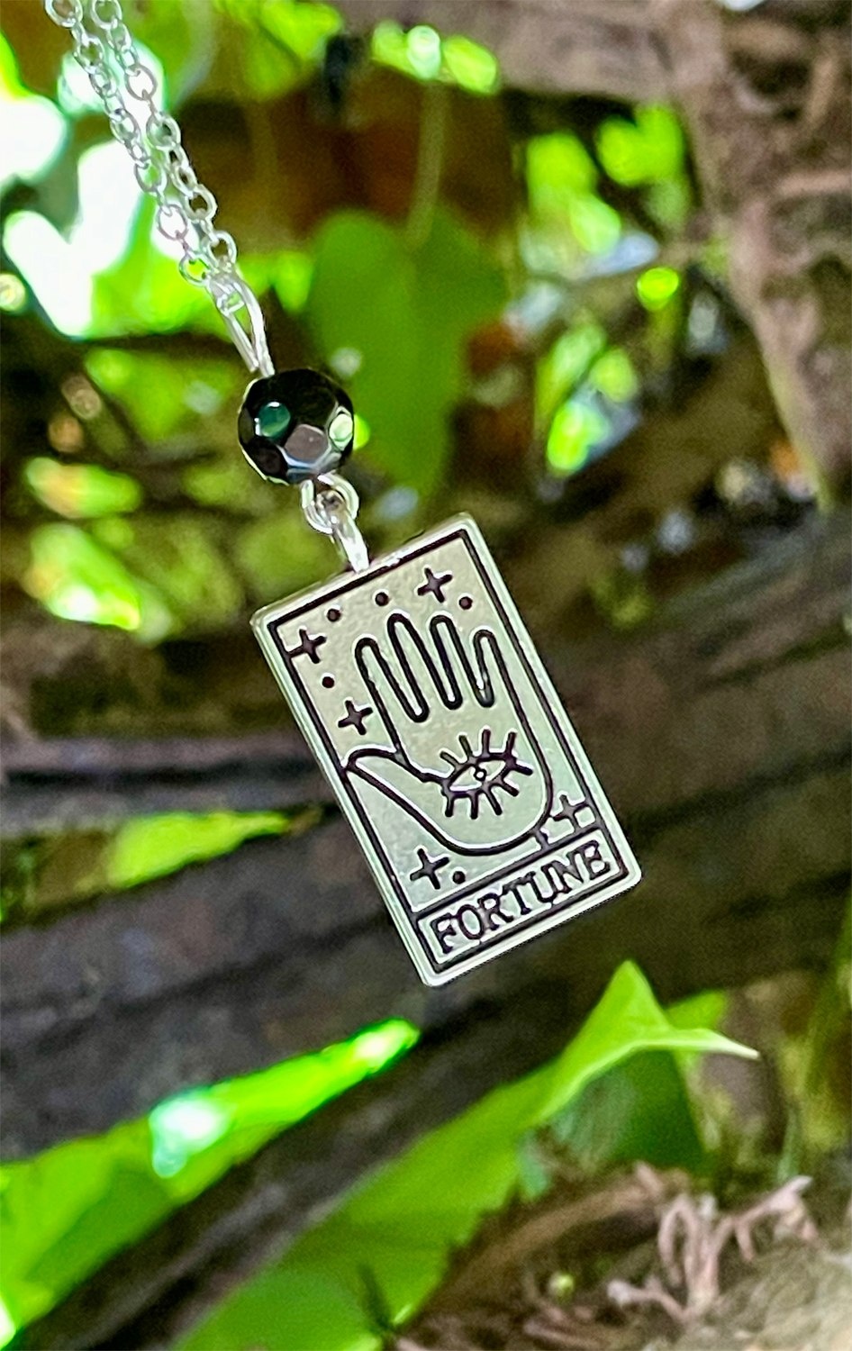 Fortune Tarot & Black Onyx Pendant Necklace by My Beautiful Gothic